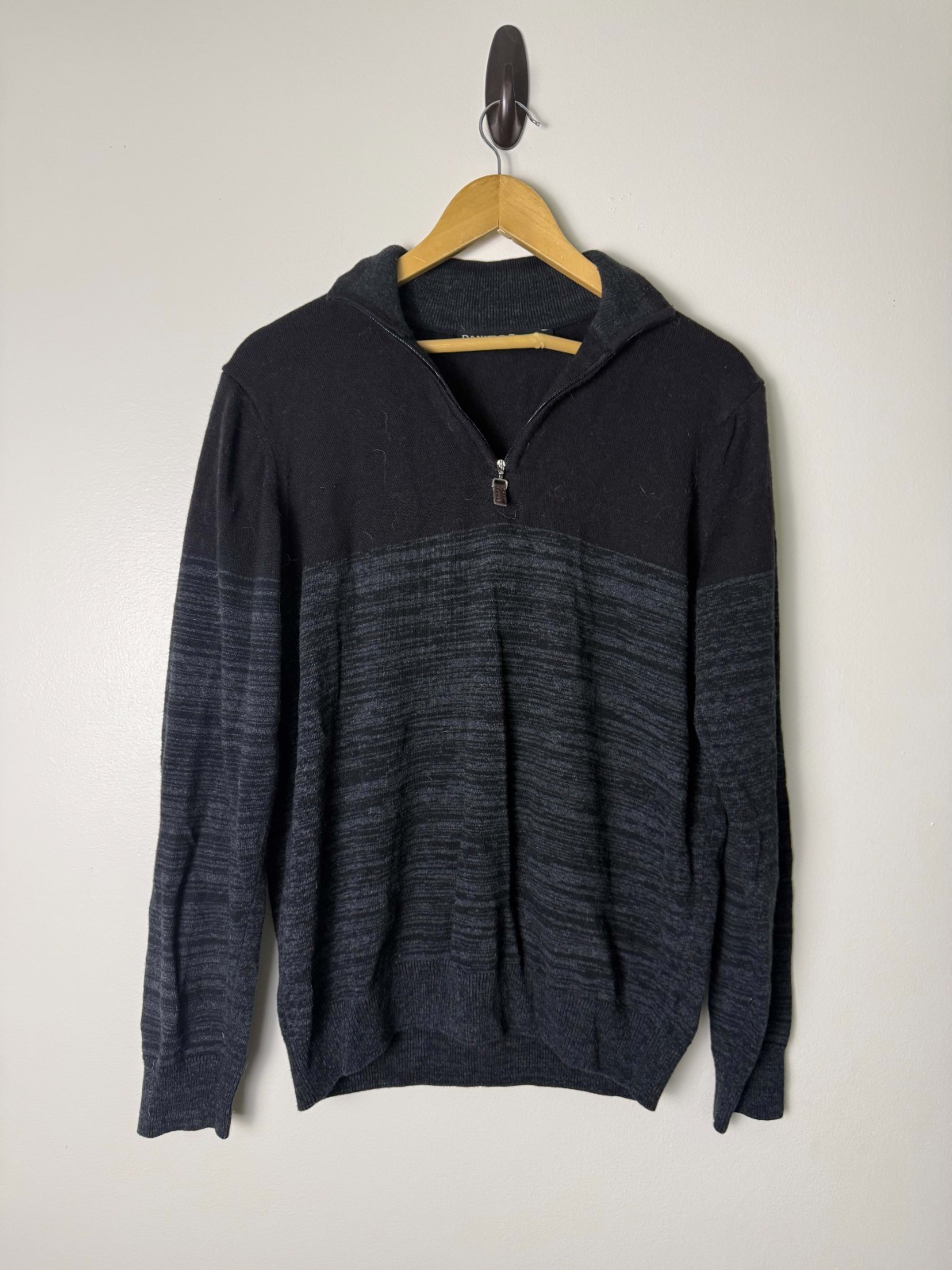 Daniele Blasi Zip-Up Sweater Mens L Black Made in Italy Mock Neck
