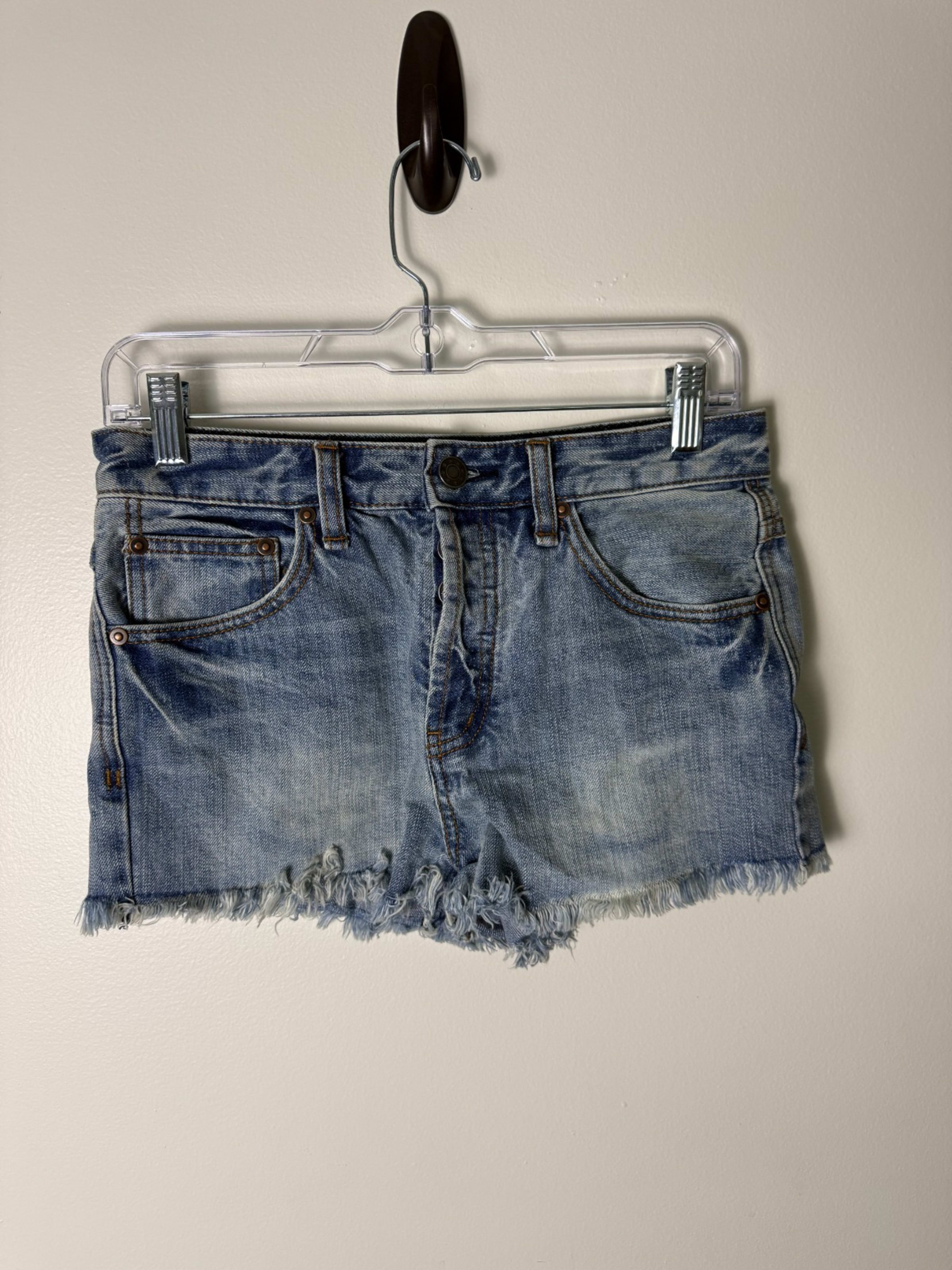 Free People Button Fly Cutoff Distressed Jean Shorts Womens 25 Blue Casual