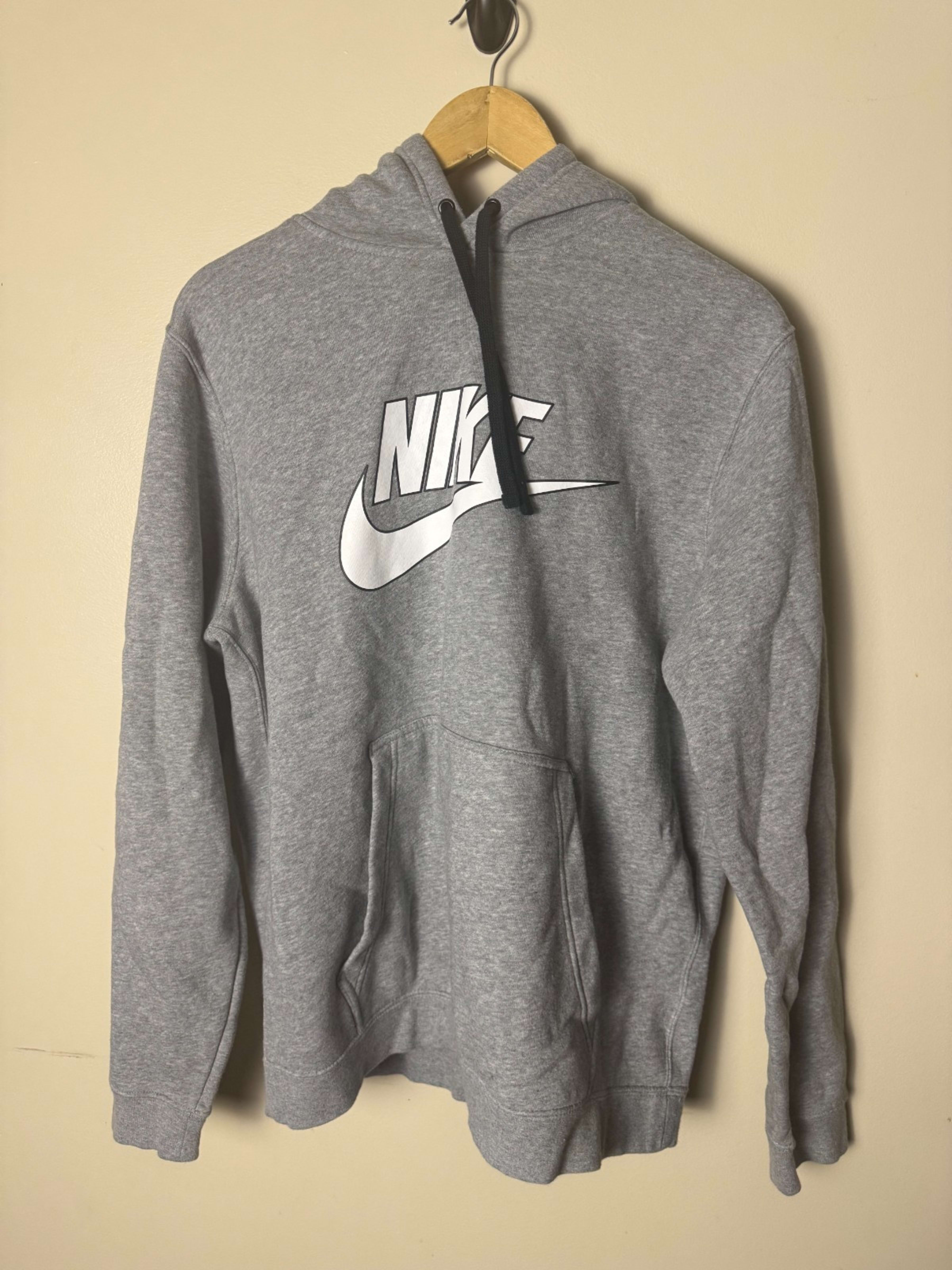 Nike Hoodie Pullover Fleece Sweatshirt Swoosh Logo Graphic Mens L Gray