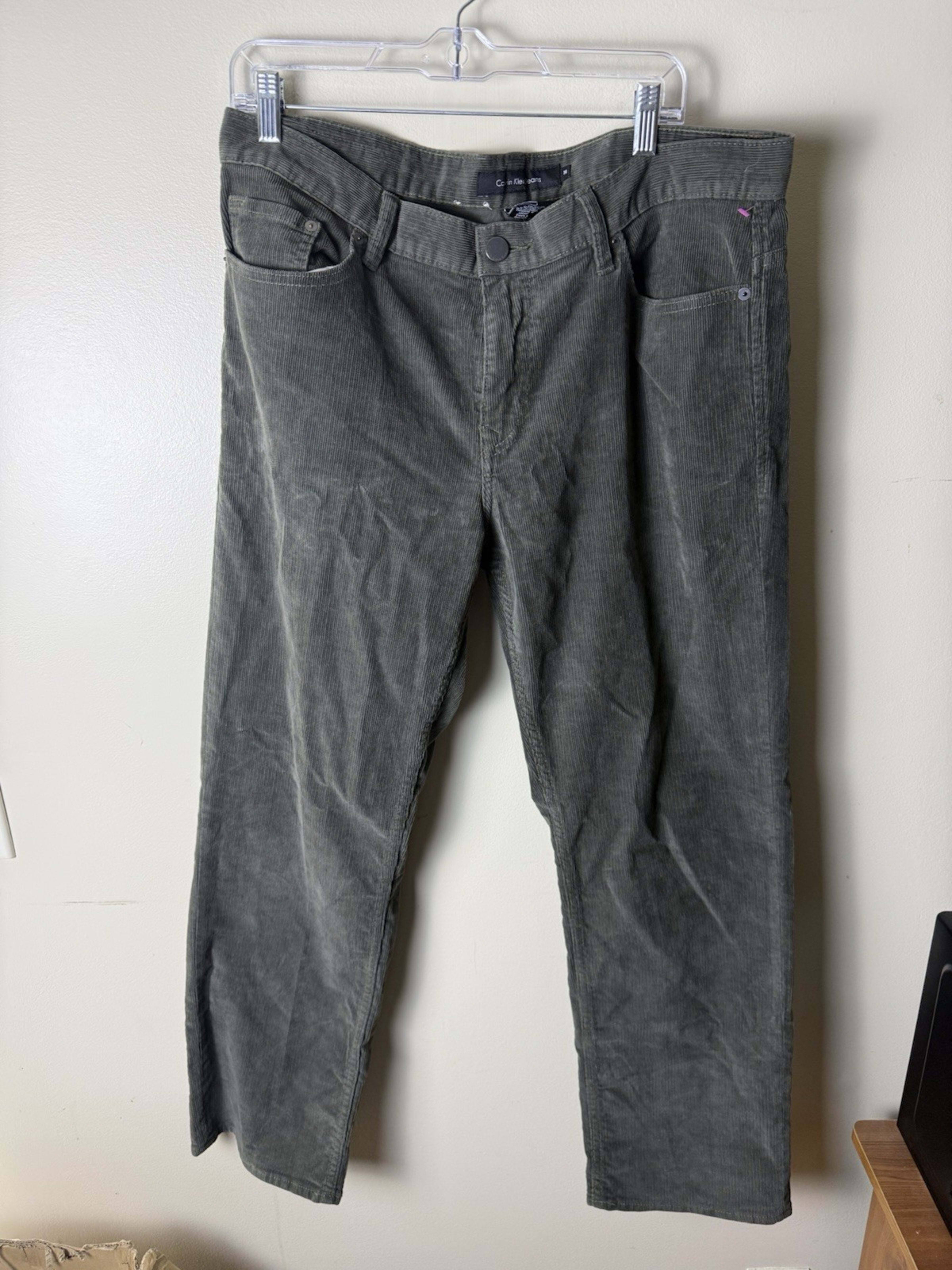 Vintage Calvin Klein Jeans Cotton Corduroy Straight Leg 5 Pocket Mens 36 Gray