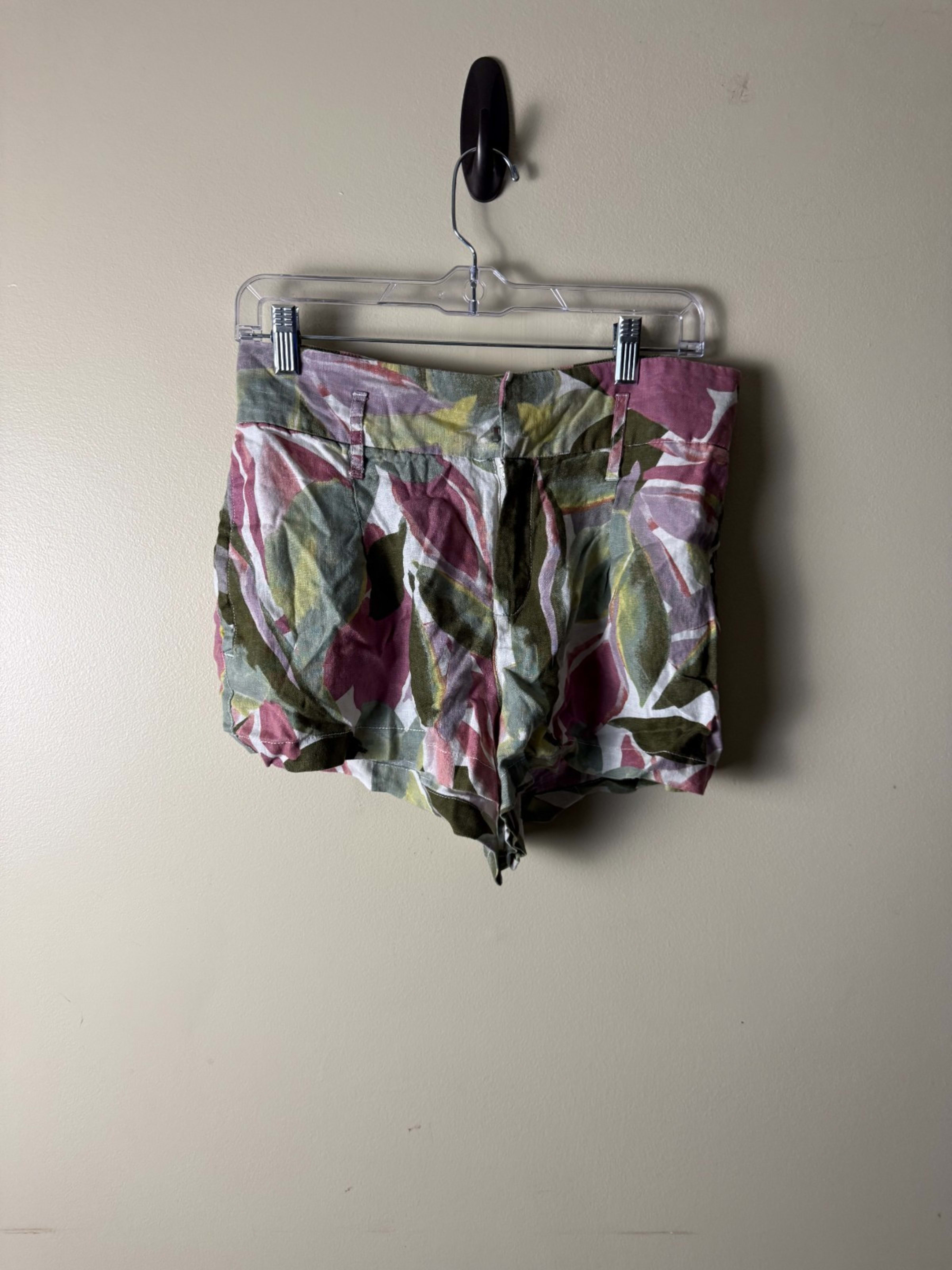 Tahari Linen Shorts Womens M Multicolor Floral 3" Inseam Breathable Lightweight