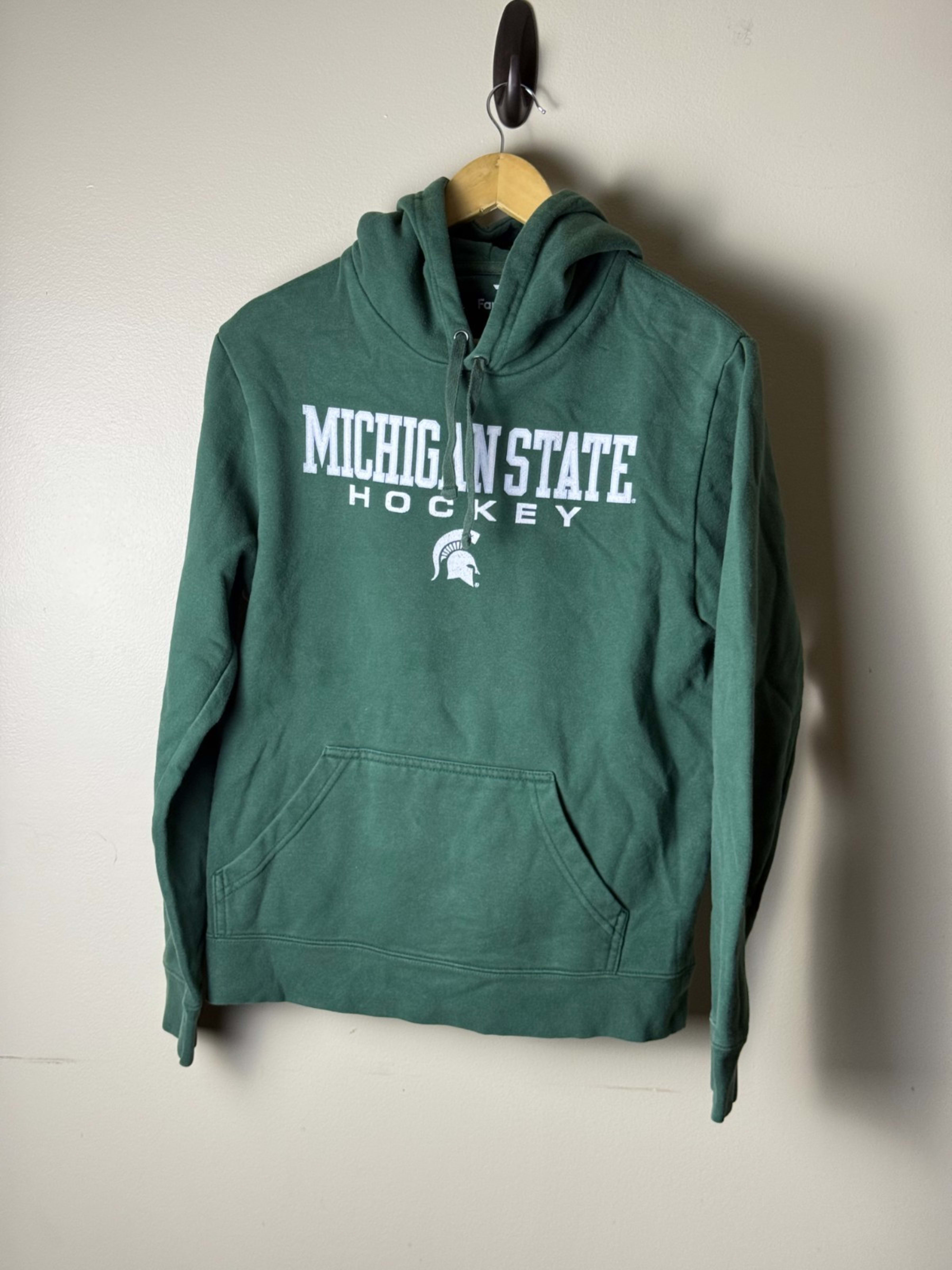 Michigan State Spartans Hockey Hoodie Mens M Green Drawstring