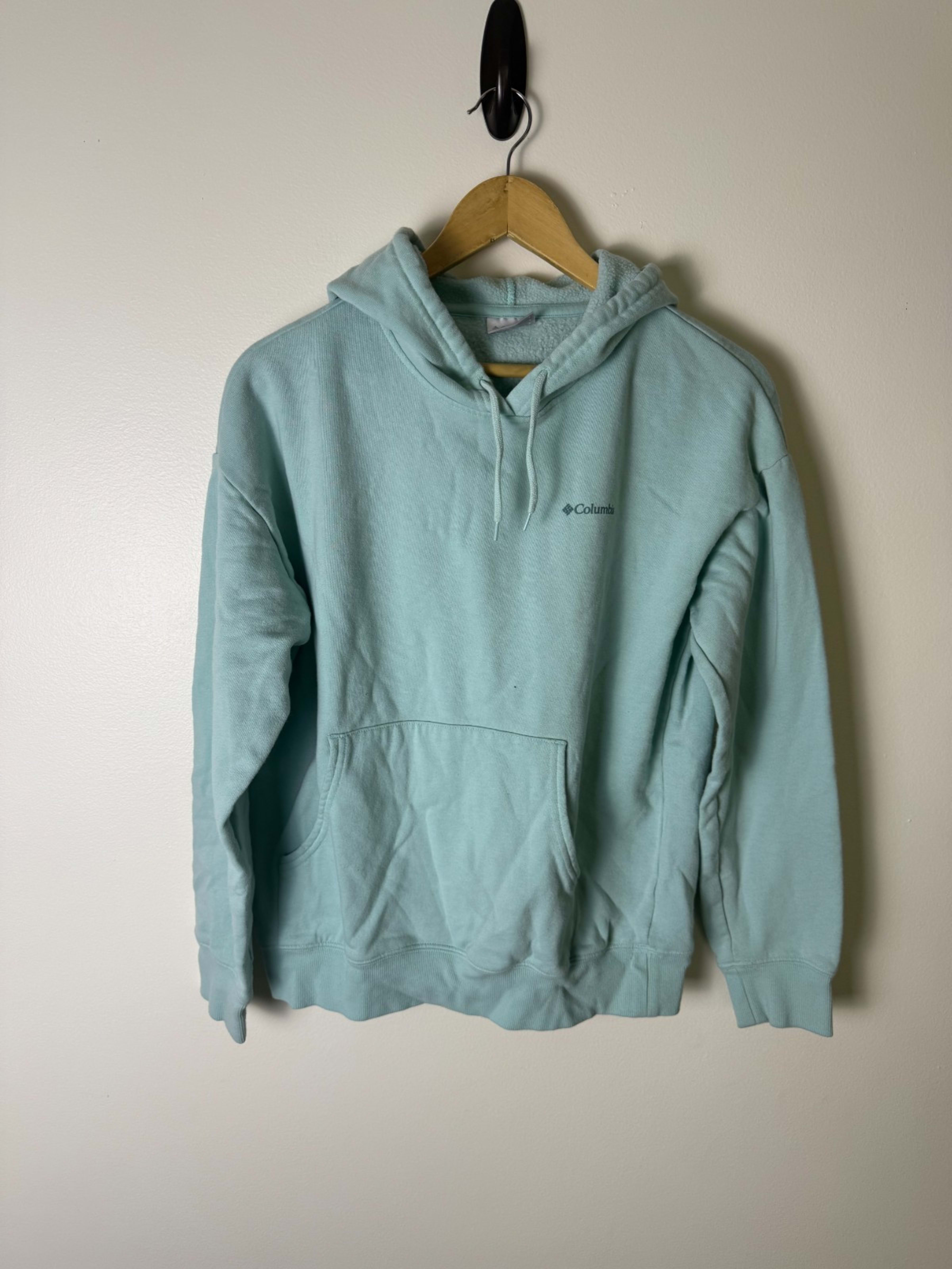 Columbia Logo Fleece Pullover Hoodie Long Sleeve Womens S Mint Green