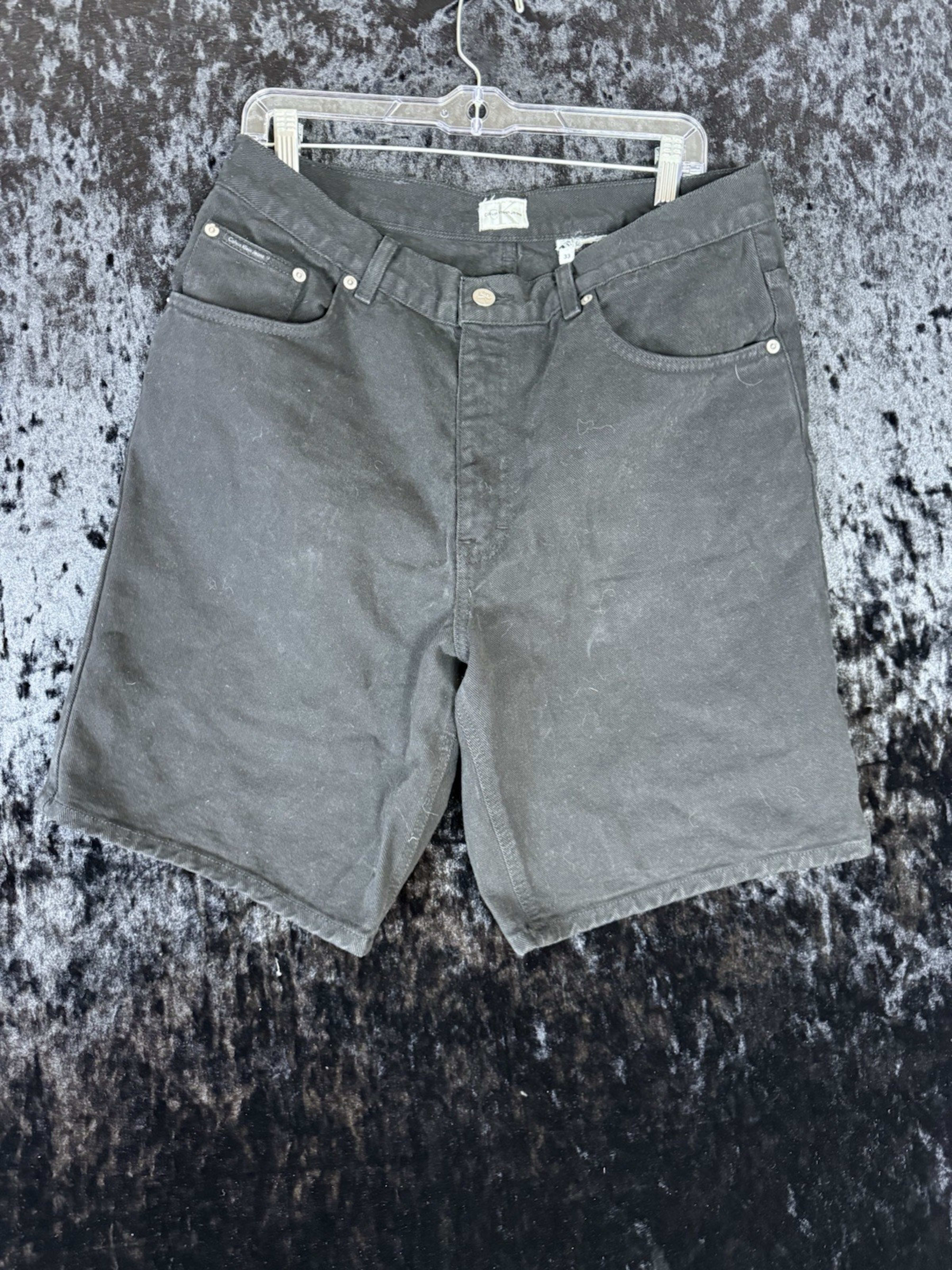 Vintage 90s Calvin Klein Jeans Mens 33 Black Denim Shorts Casual