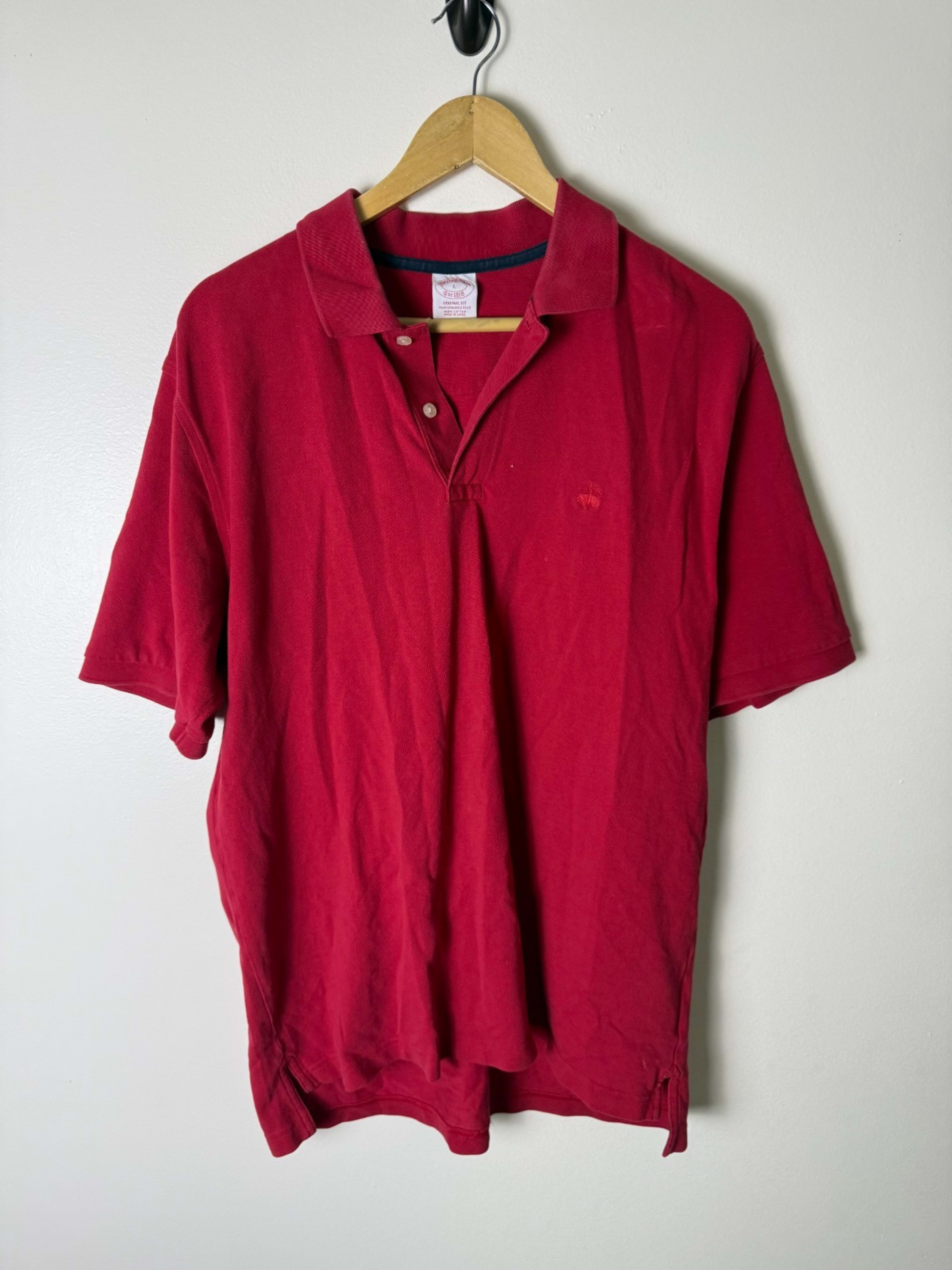 Brooks Brothers Red Pique Cotton Polo Shirt Short Sleeve Mens L