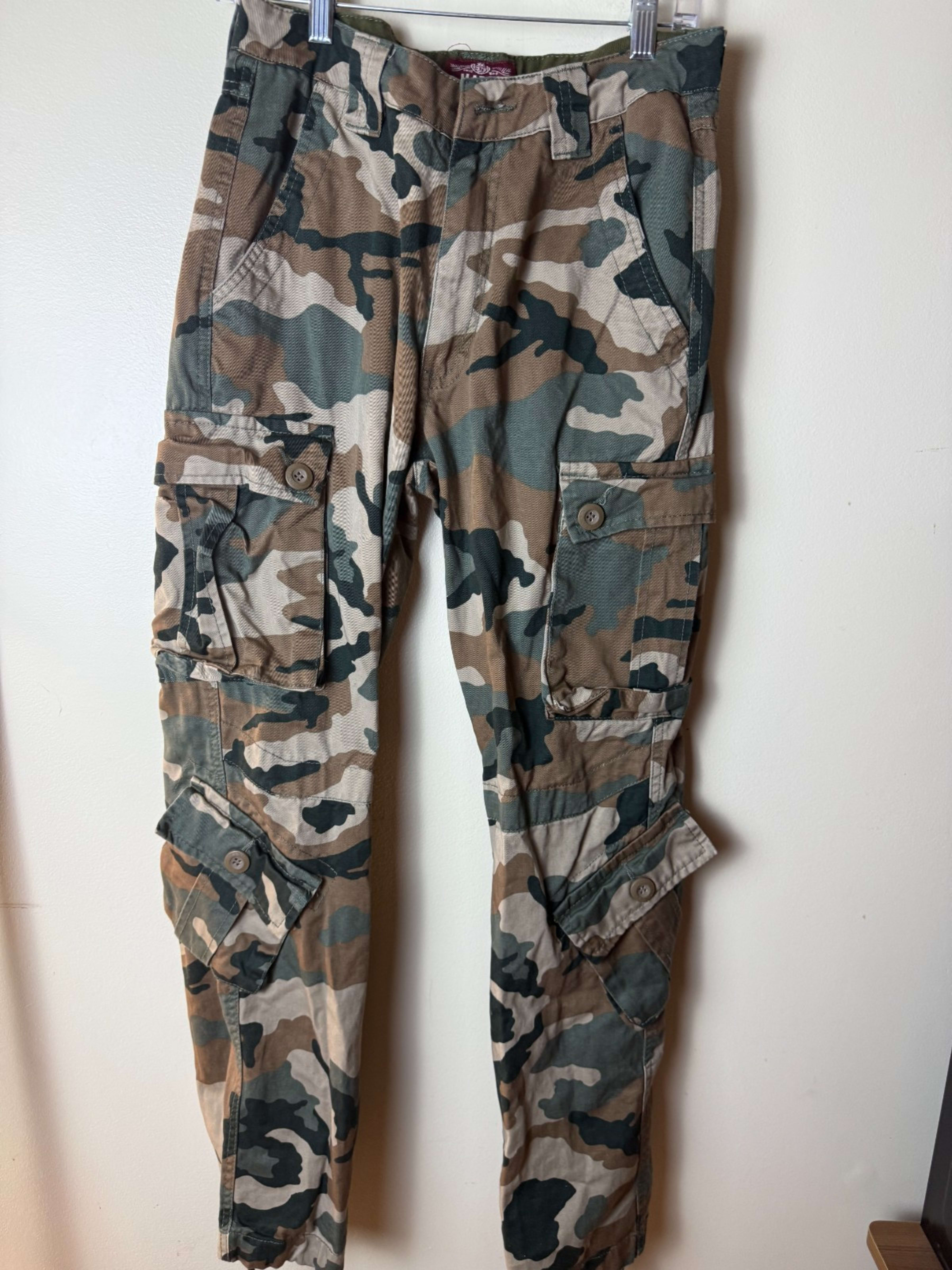 Matchstick Cargo Pants Mens 28 Camo Utility Flat Front Straight Leg Outdoor