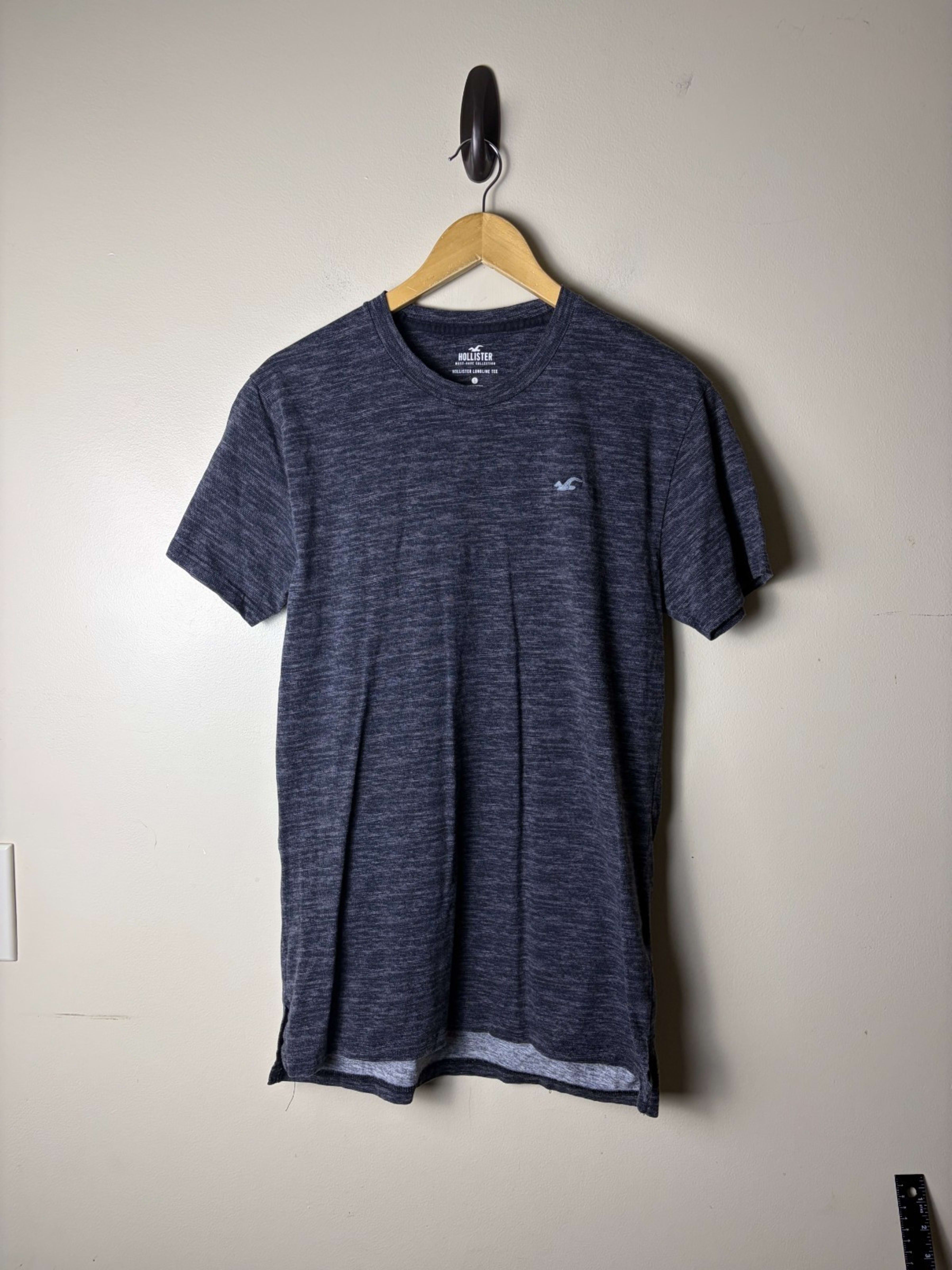 Hollister T-Shirt Mens S Gray Blue Longline Short Sleeve Crewneck