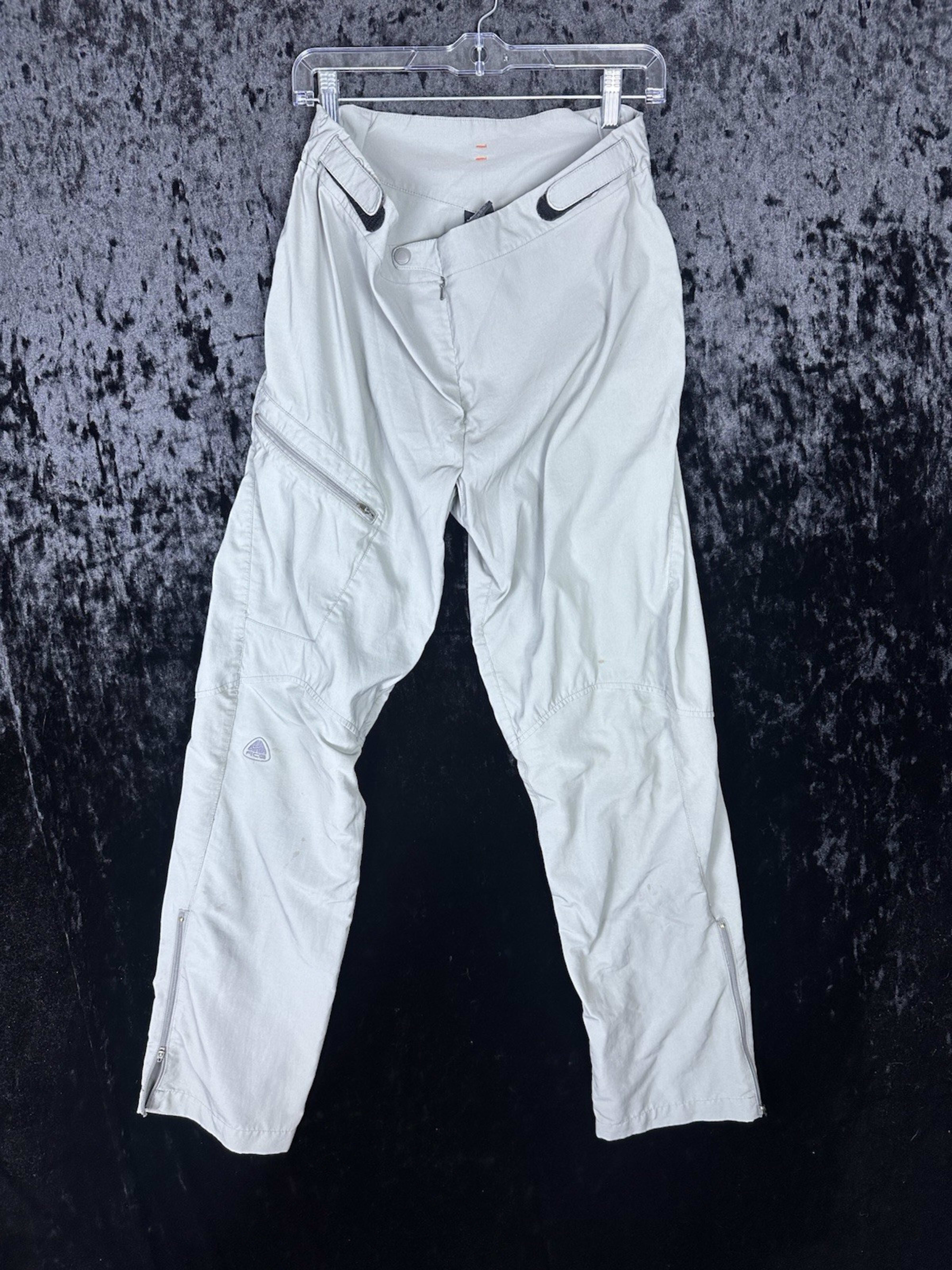 Nike ACG Ankle Zip Windbreaker Pants Youth L Gray Cargo Pocket Adjustable Waist