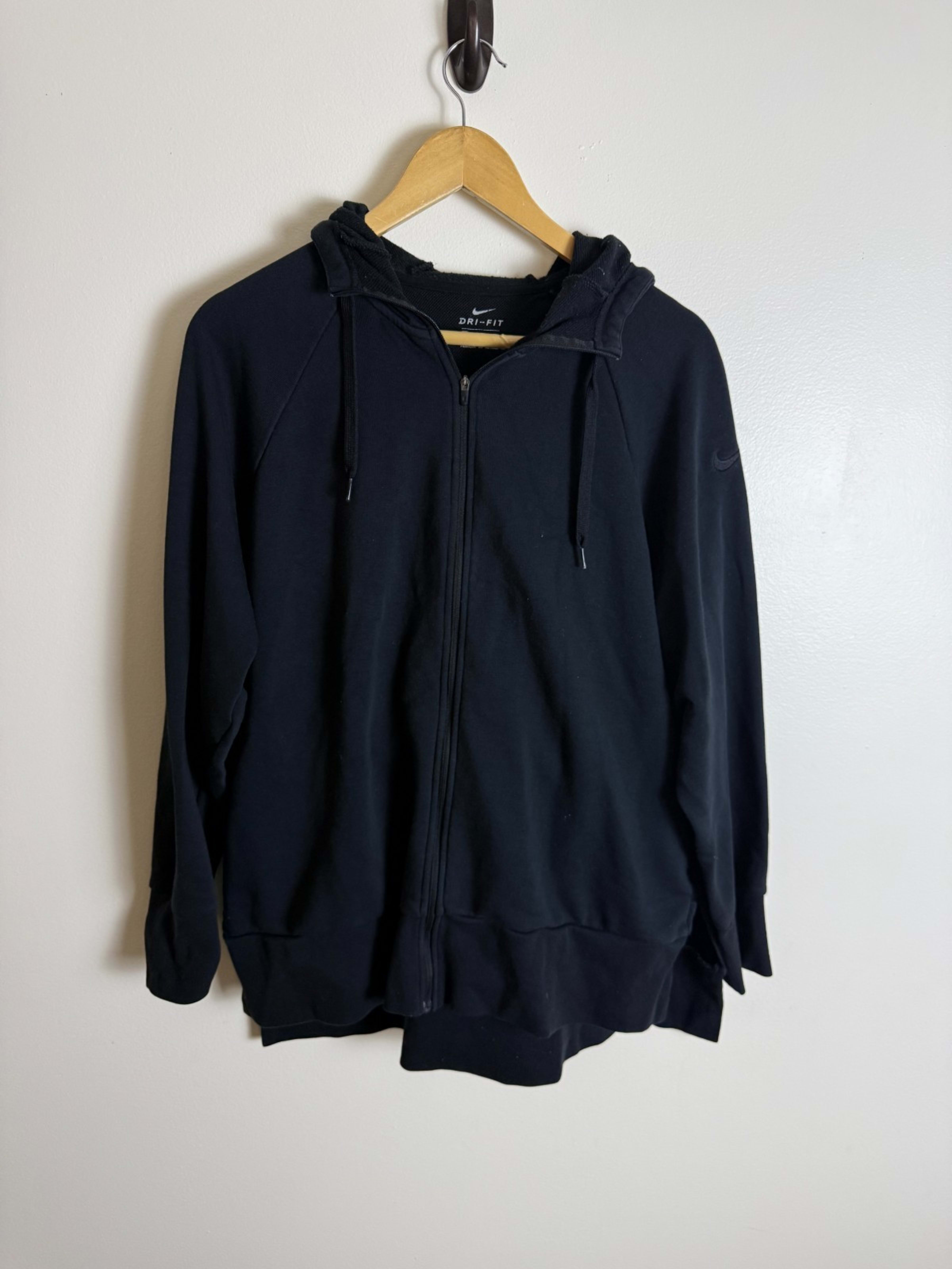 Nike Dri-Fit Full Zip Hooded Sweatshirt Womens L Black Athletic Long Sleeve