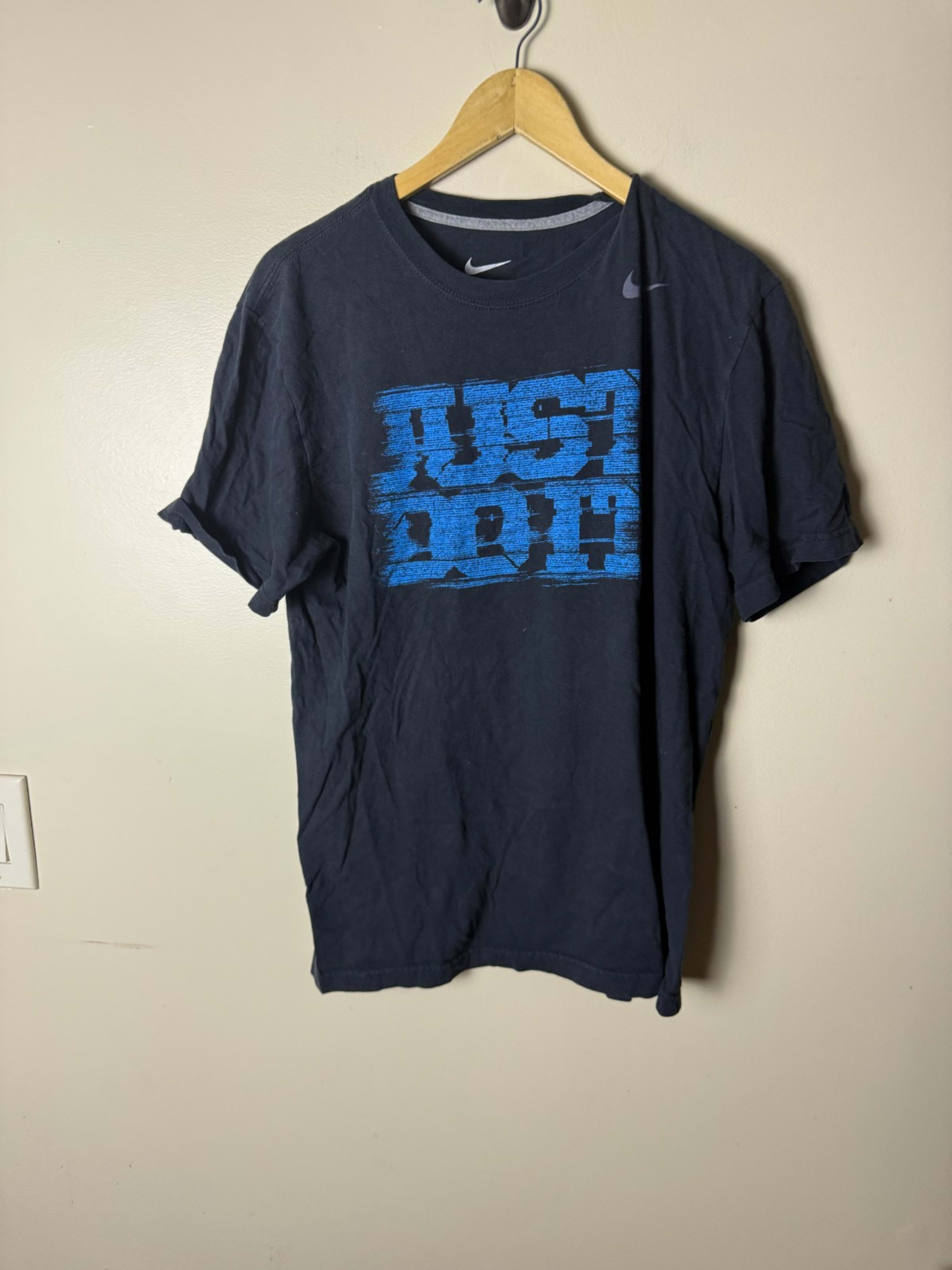 Nike Just Do It Shirt Mens L Black Short Sleeve Graphic Print