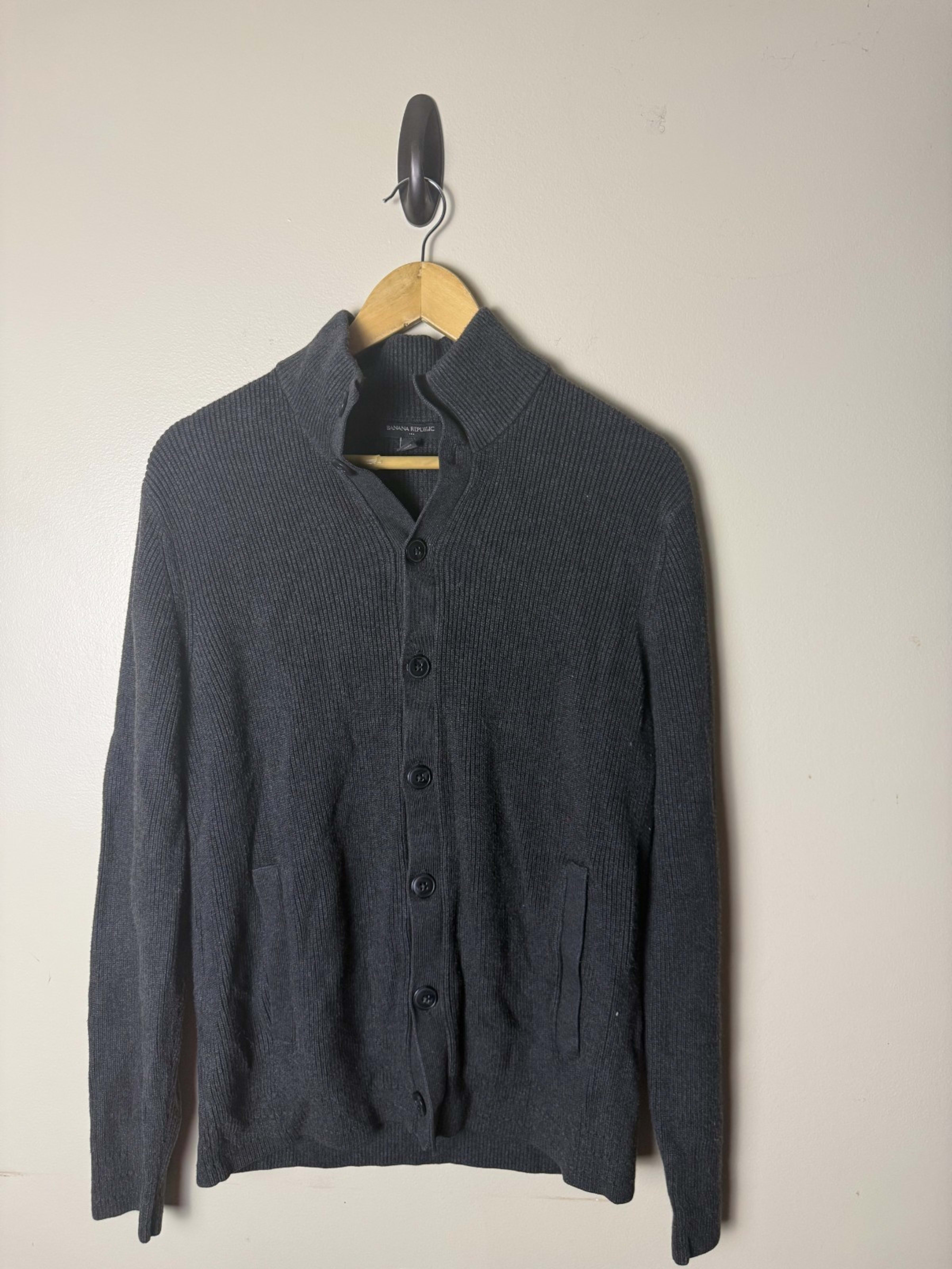 Banana Republic Sweater Cardigan Mens XL Gray Long Sleeve Button Up
