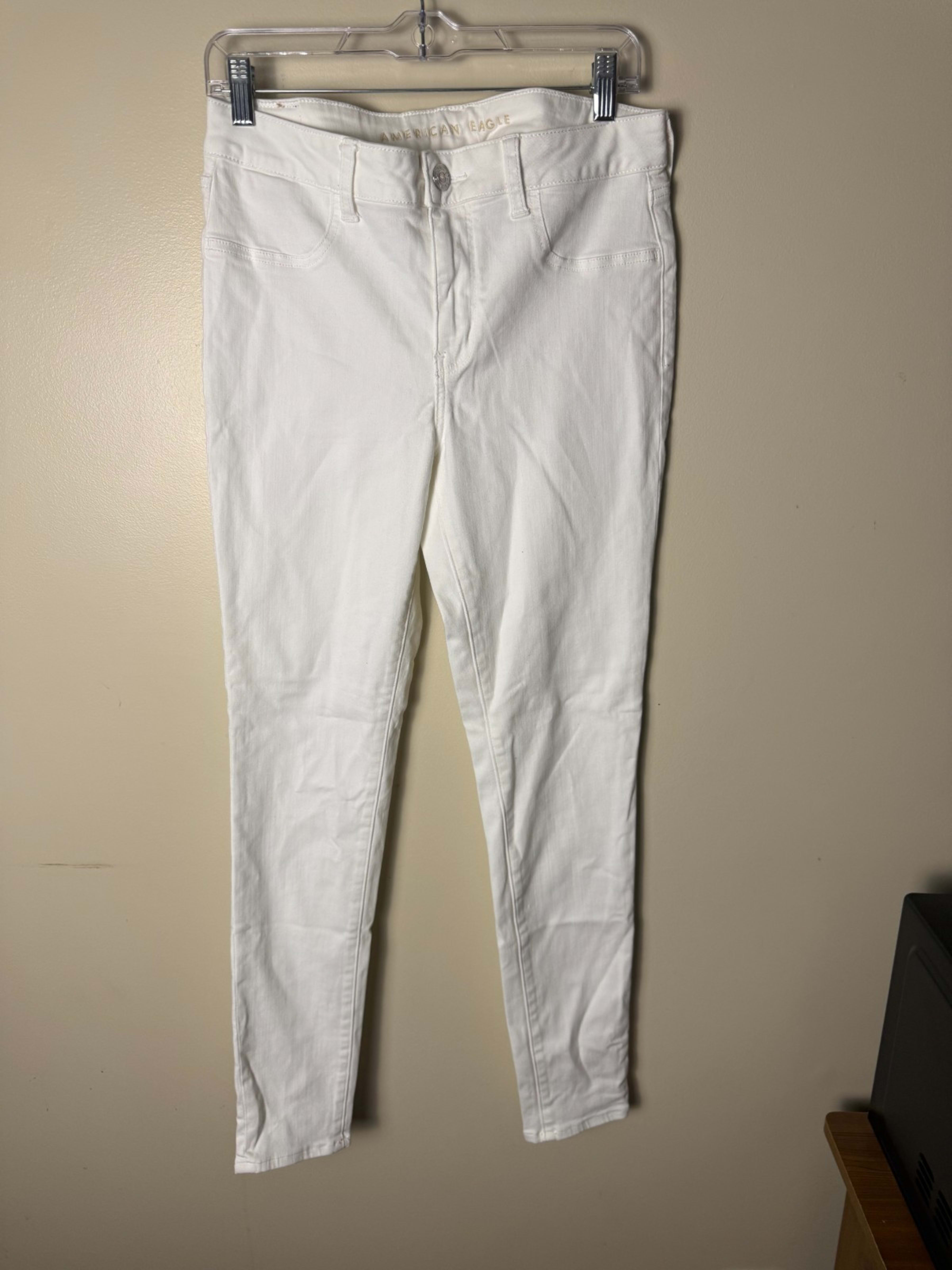 American Eagle Outfitters Jeans Womens 12 White Super High-Rise Straight Denim