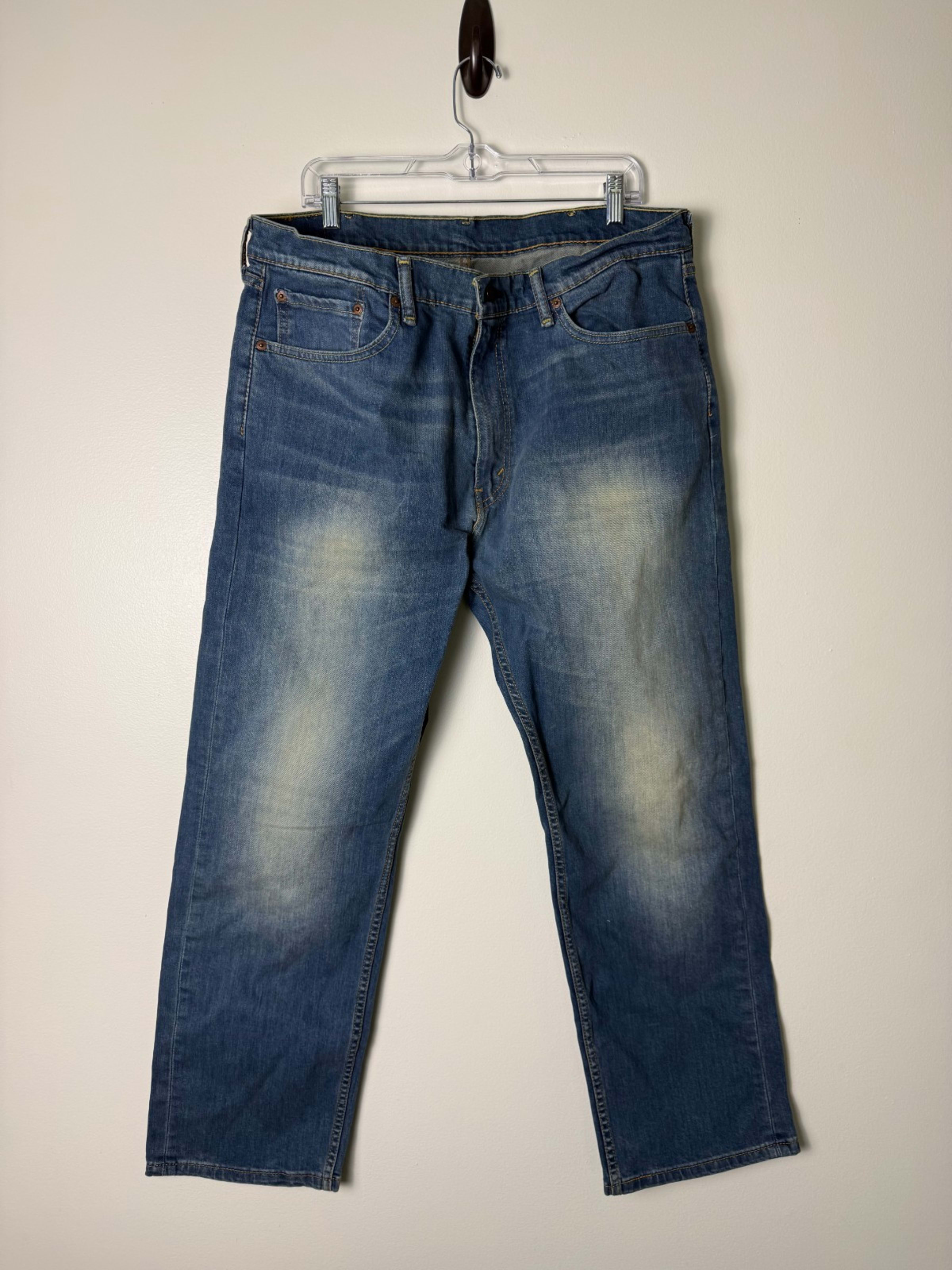 Levis 505 Mens Regular Fit Jeans 38x30 Medium Wash Blue Denim Straight Leg