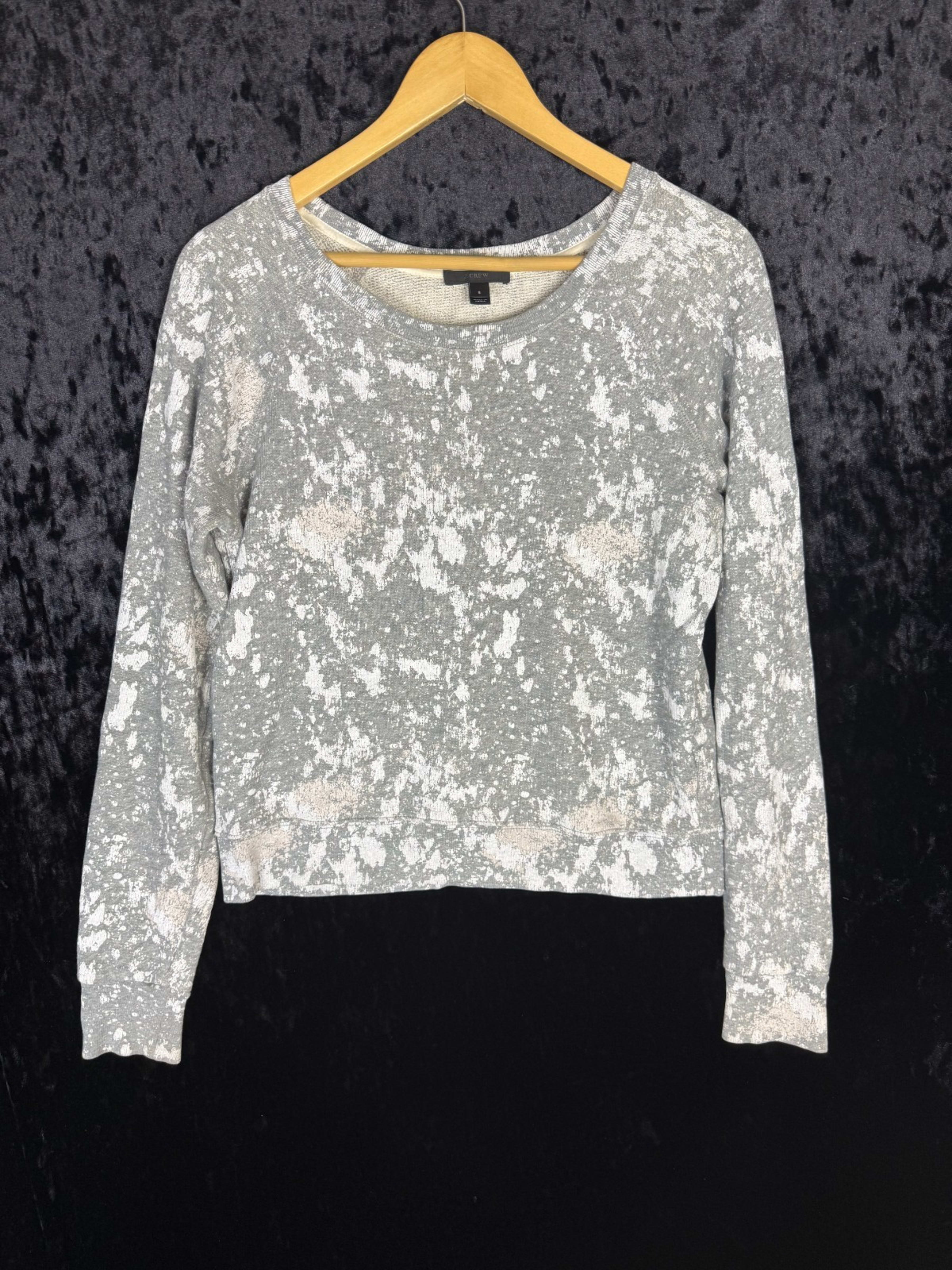 J.Crew Cropped Long Sleeve Sweater Women's S Gray Marble Print Casual