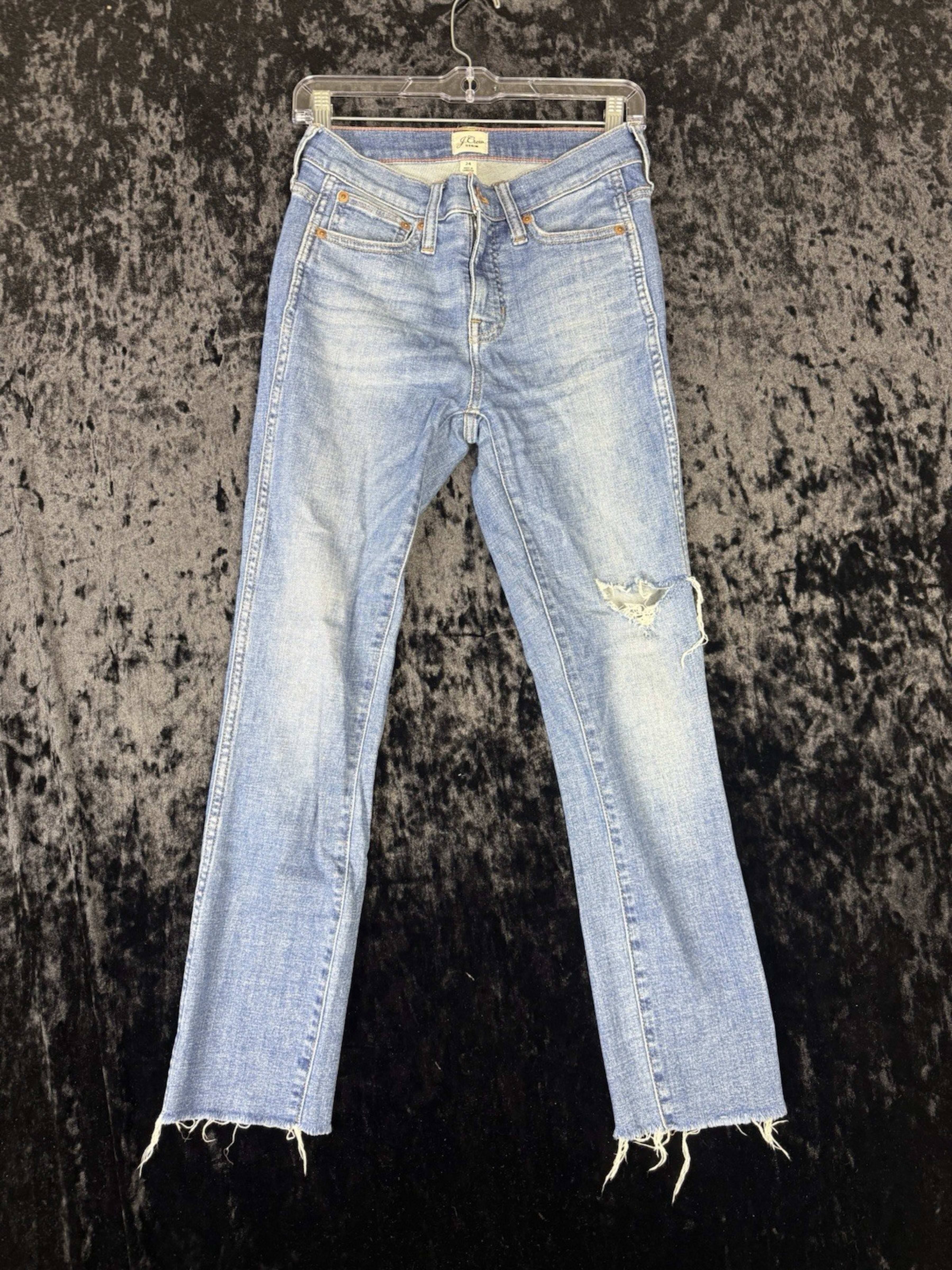 J.Crew 9" Vintage Straight Jeans Distressed Mens 24 Blue Denim Wash