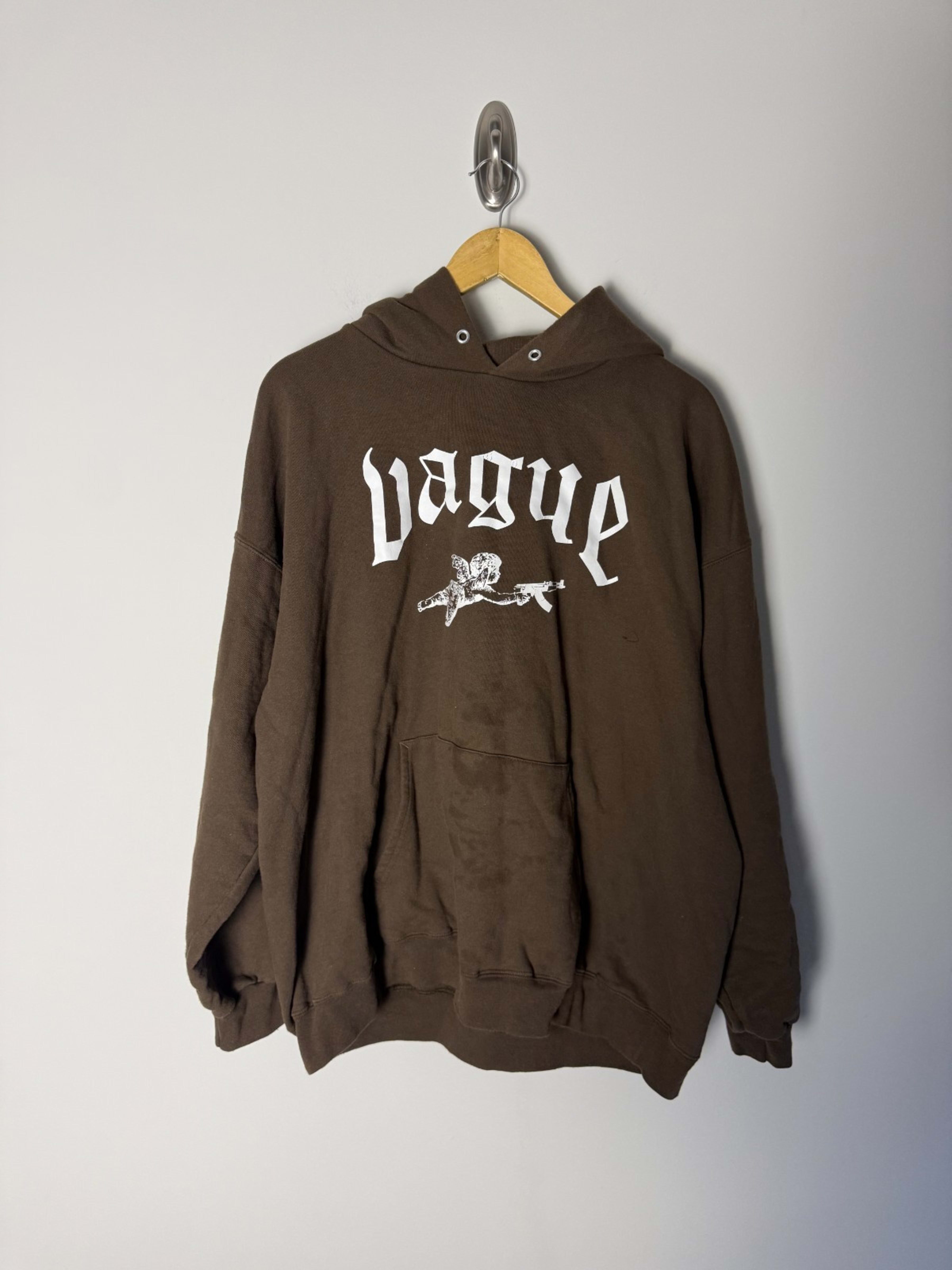 Vague Streetwear Pullover Boxy Fit Hoodie Mens XL Brown