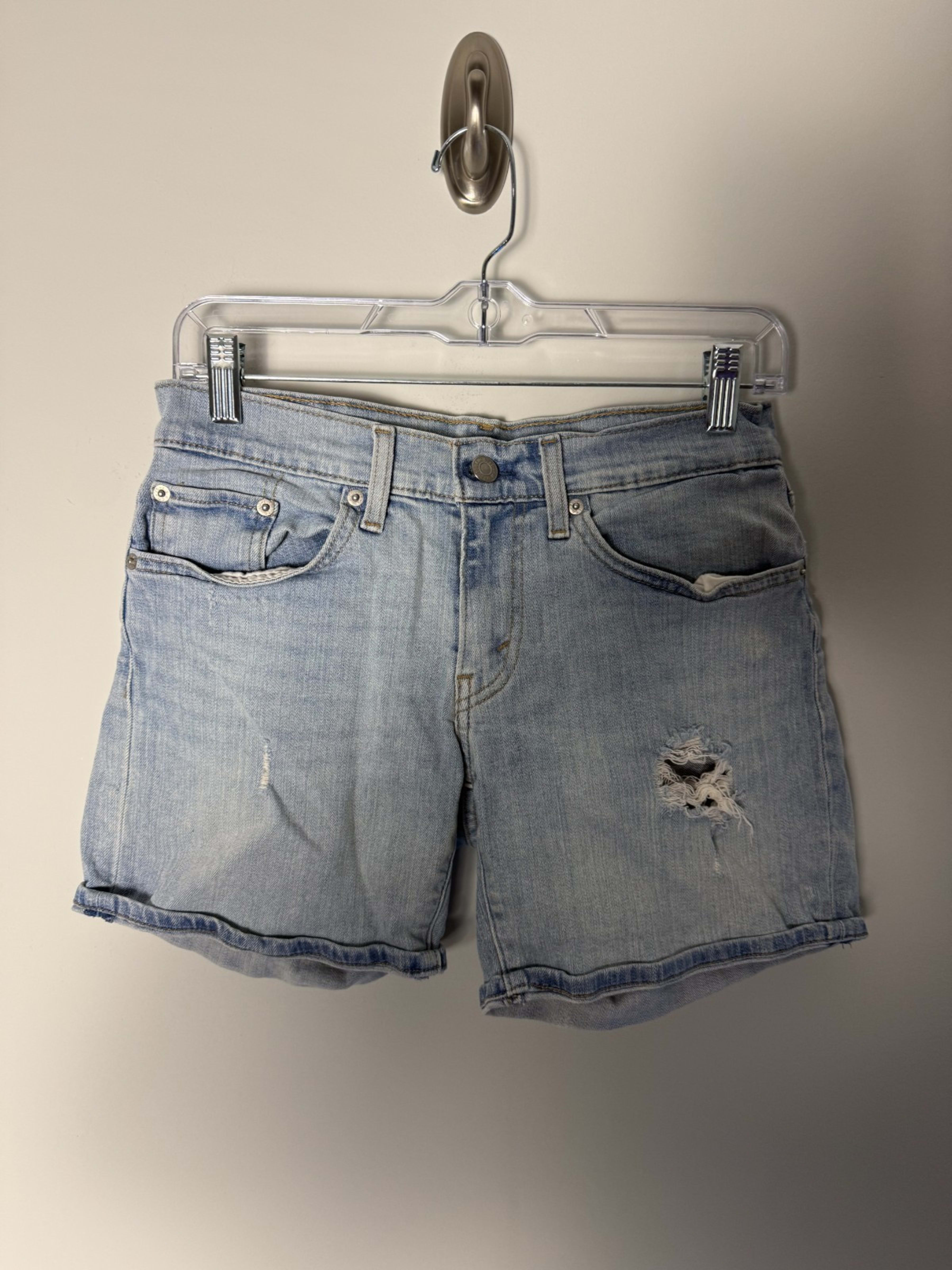 Levis Shorts Womens 27 Blue High Rise Cut Off Denim Medium Wash Zip Fly Jean