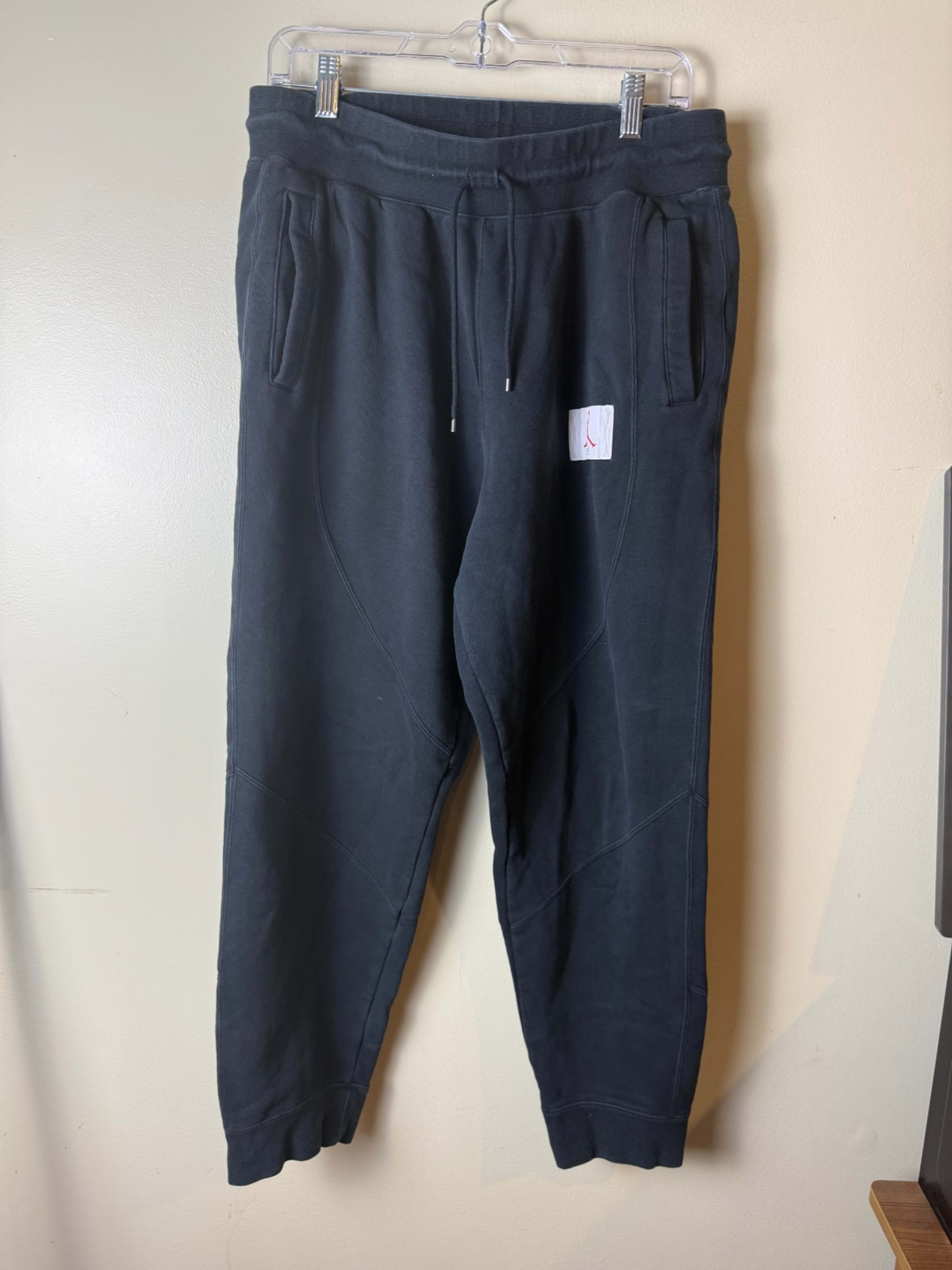 Jordan Flight Fleece Pants Washed Joggers Cotton Mens L Black Drawstring