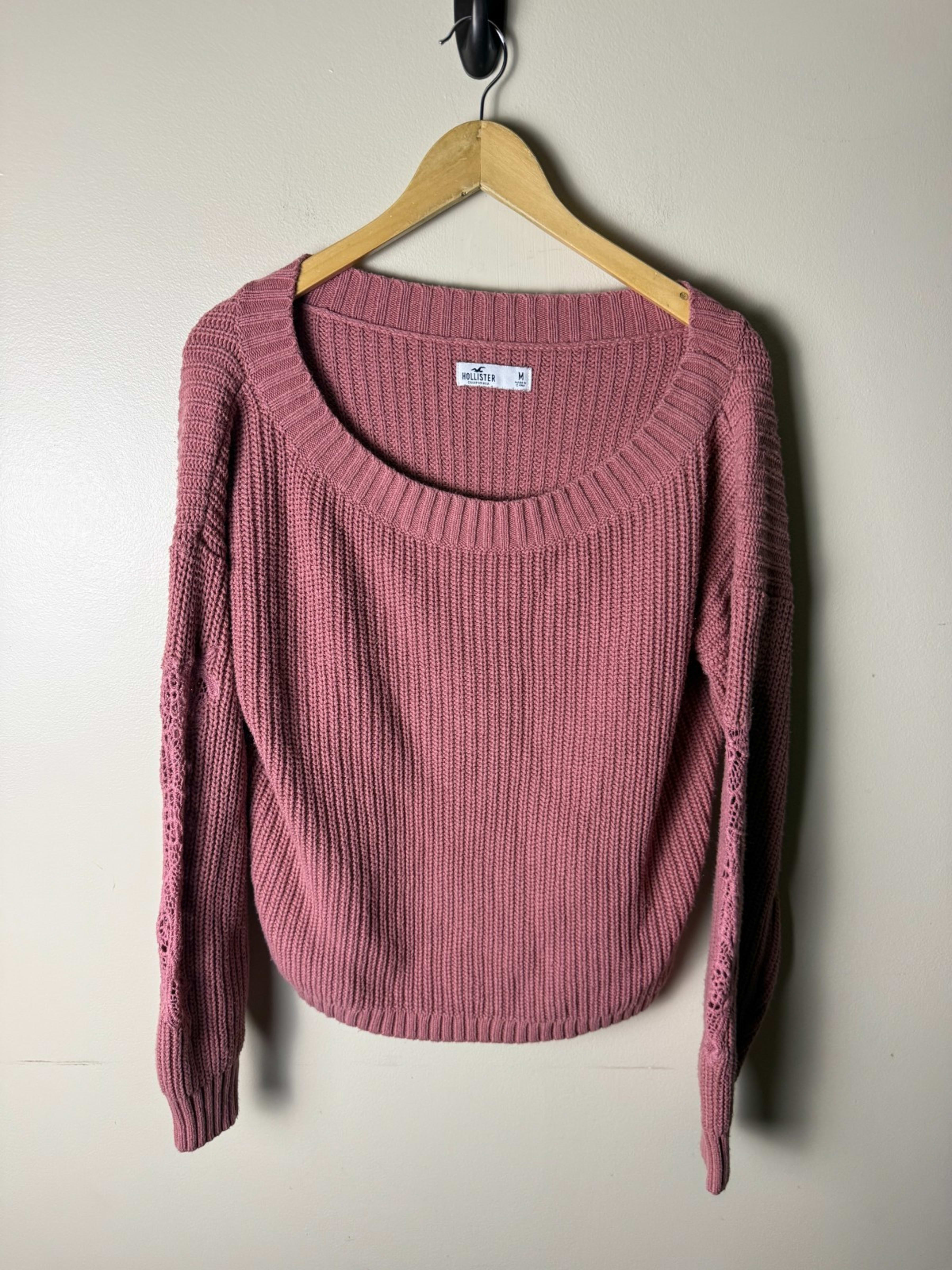 Hollister Pullover Sweater Crew Neck Long Sleeve Womens M Pink Round Neck