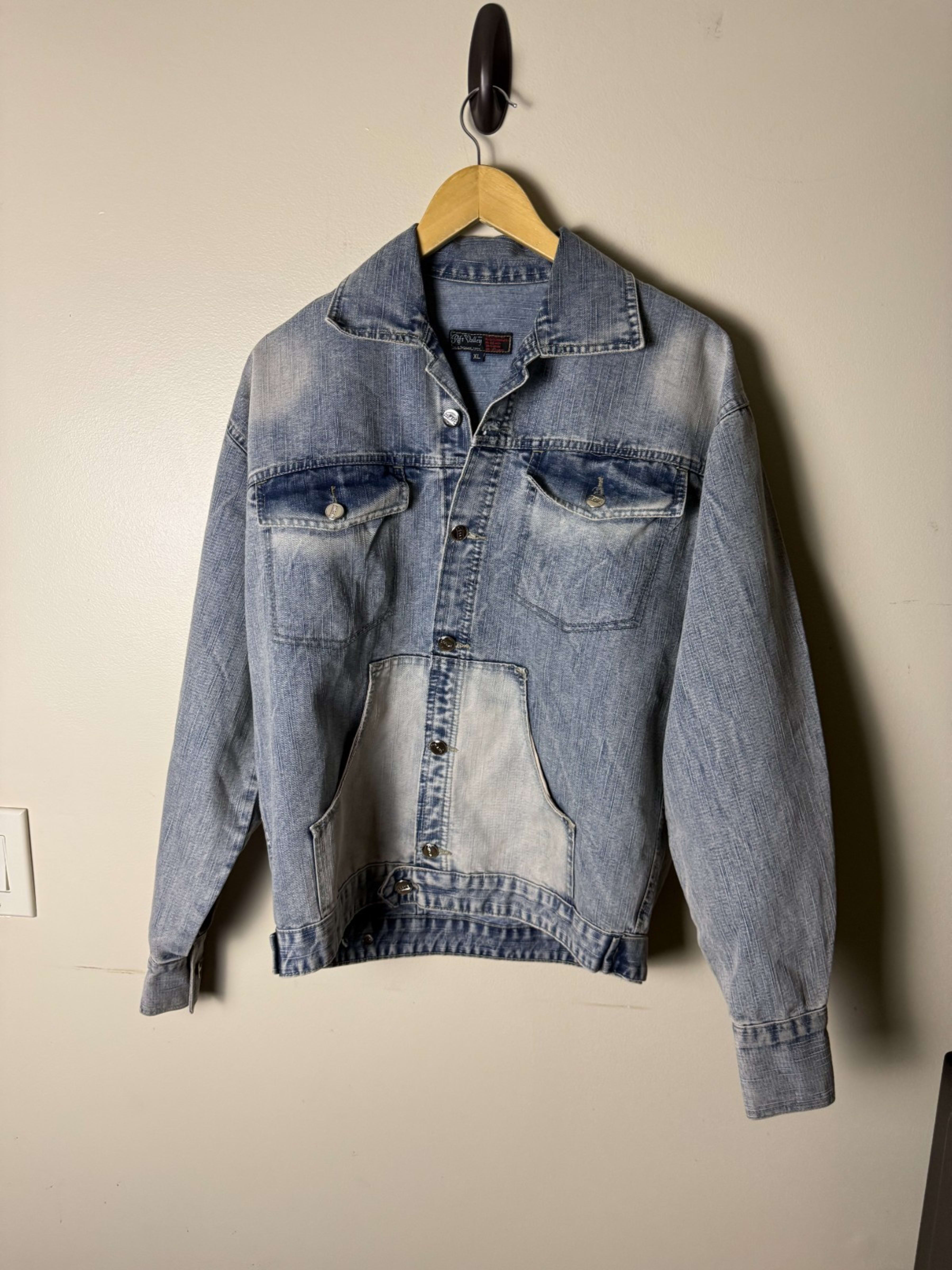 Vintage Y2K Rift Valley Jean Jacket Womens XL Blue Embroidered Pockets