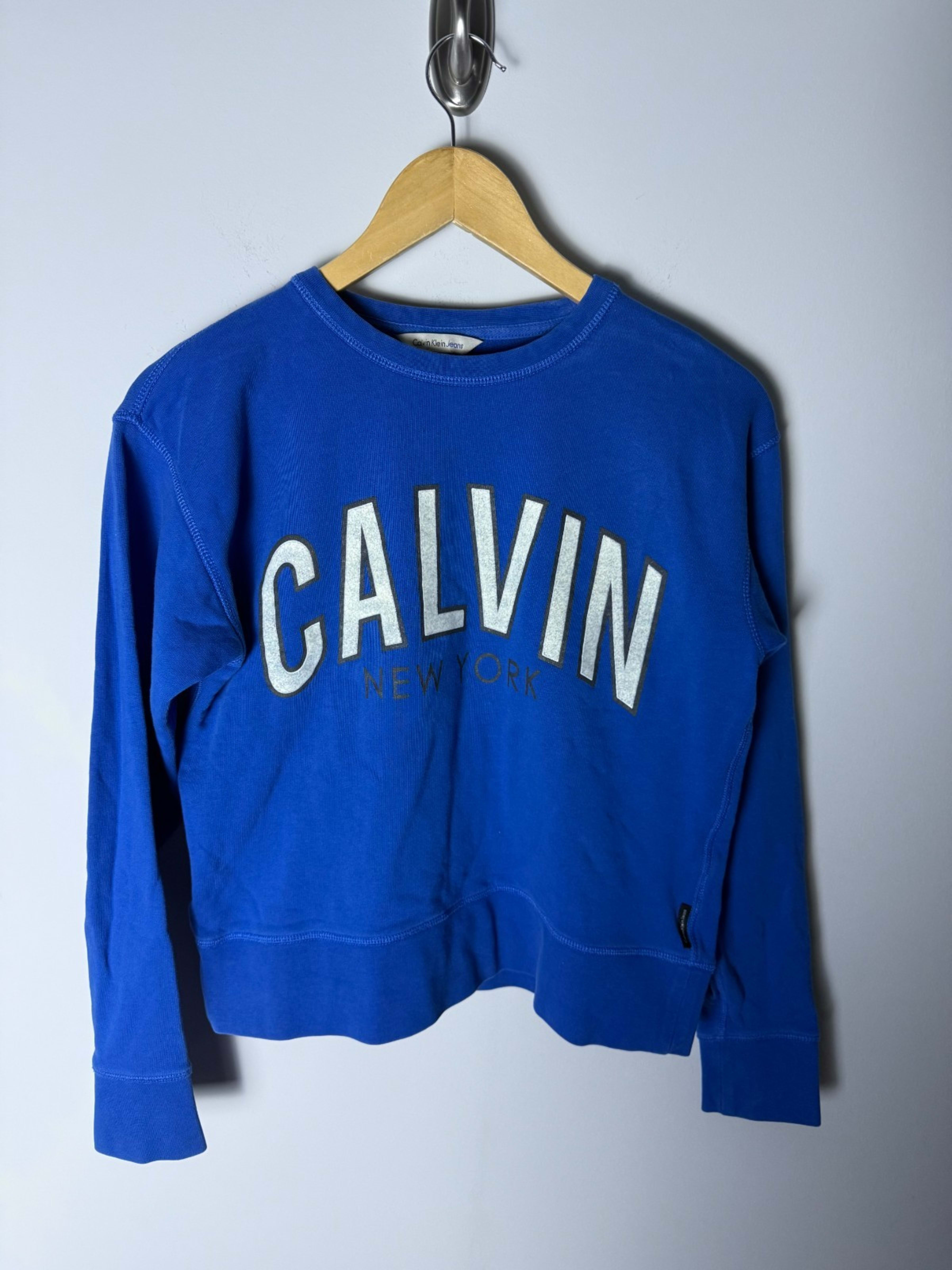 Vintage Calvin Klein Jeans Logo Sweatshirt Womens M Blue Cotton Blend