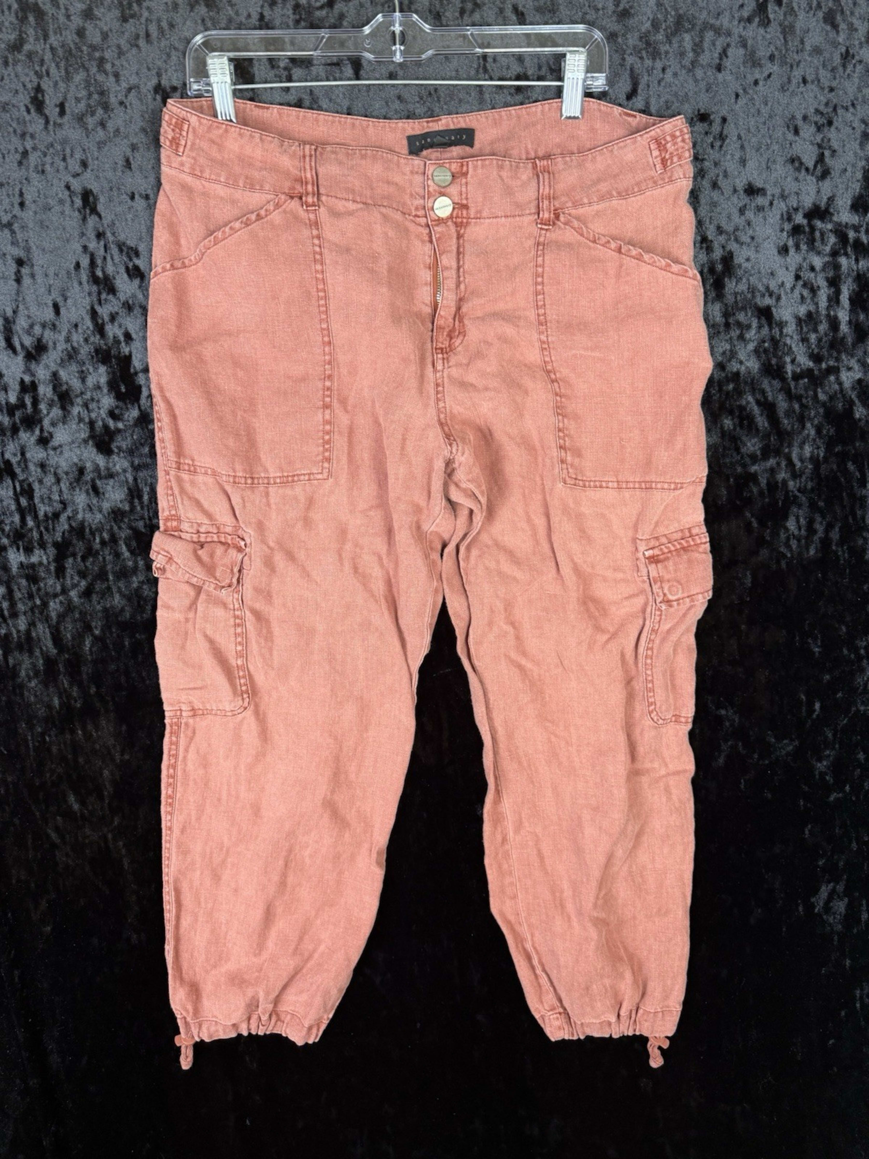 Sanctuary Clothing Getaway Linen Capris Pants Womens 32 Red Breathable Linen