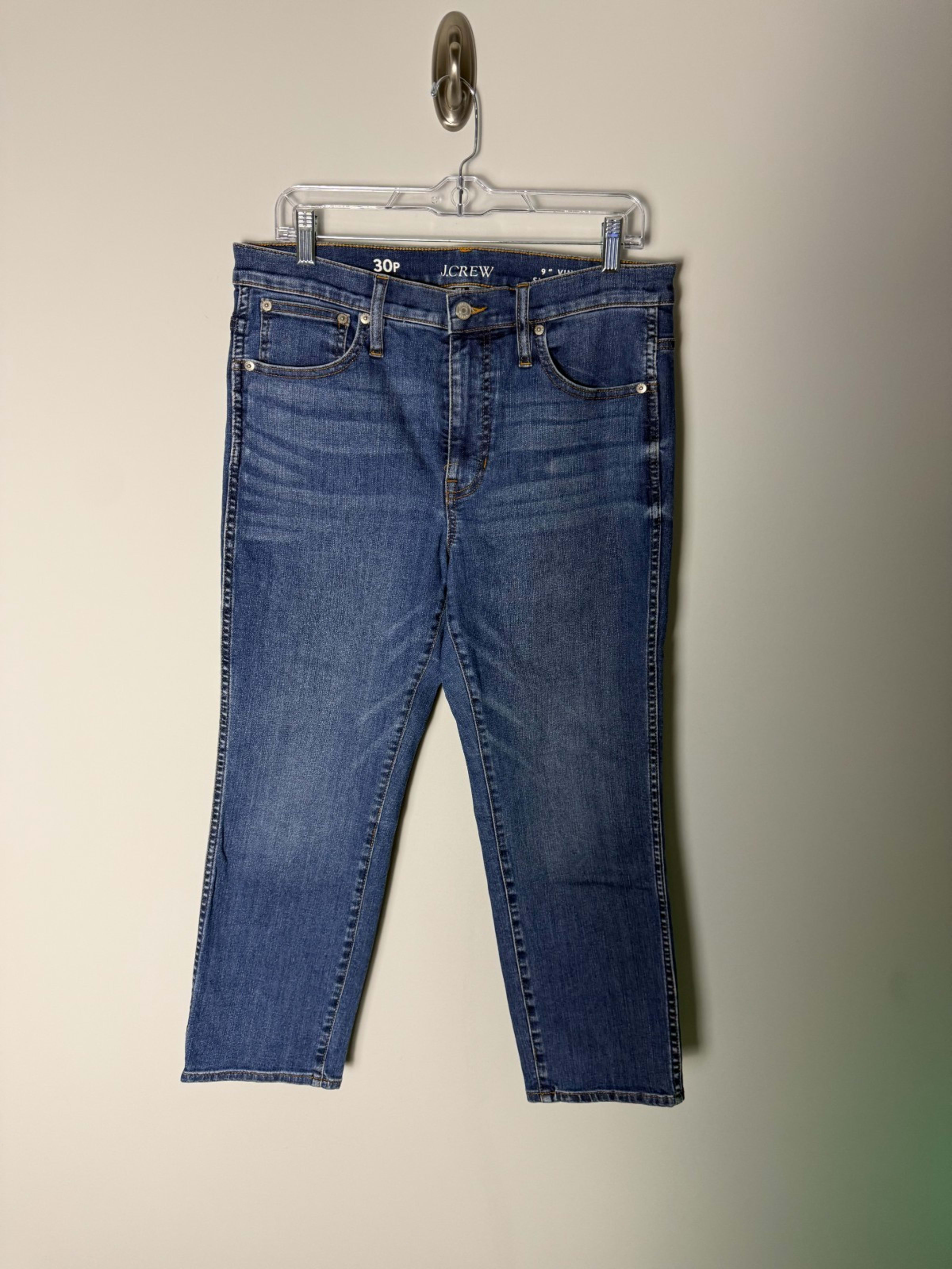 J Crew Jeans Womens 30P Blue 9" Vintage Slim Straight Denim Workwear Casual