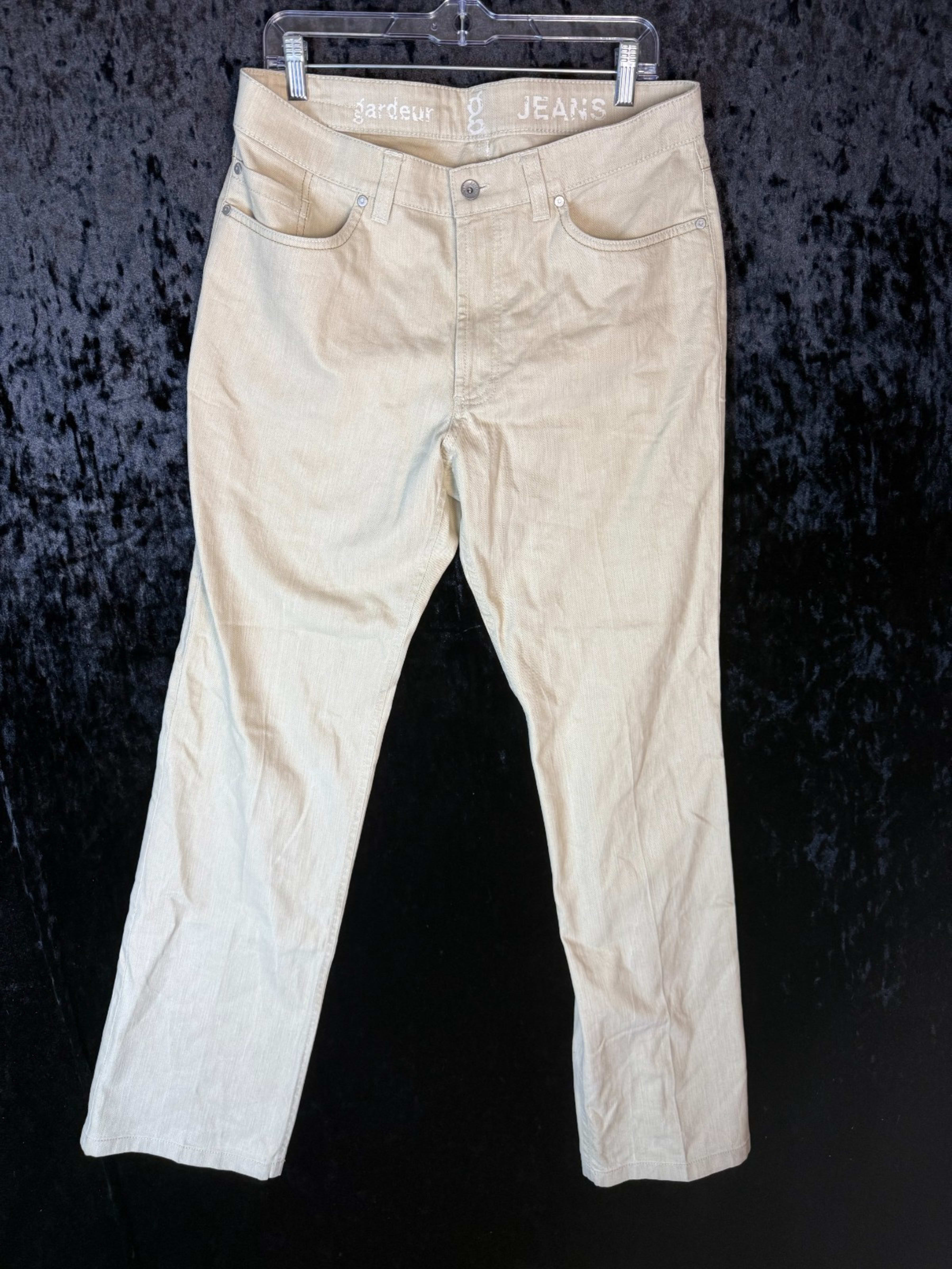 Gardeur Regular Fit Jeans Men's 35 Beige Denim Solid Casual 5-Pockets
