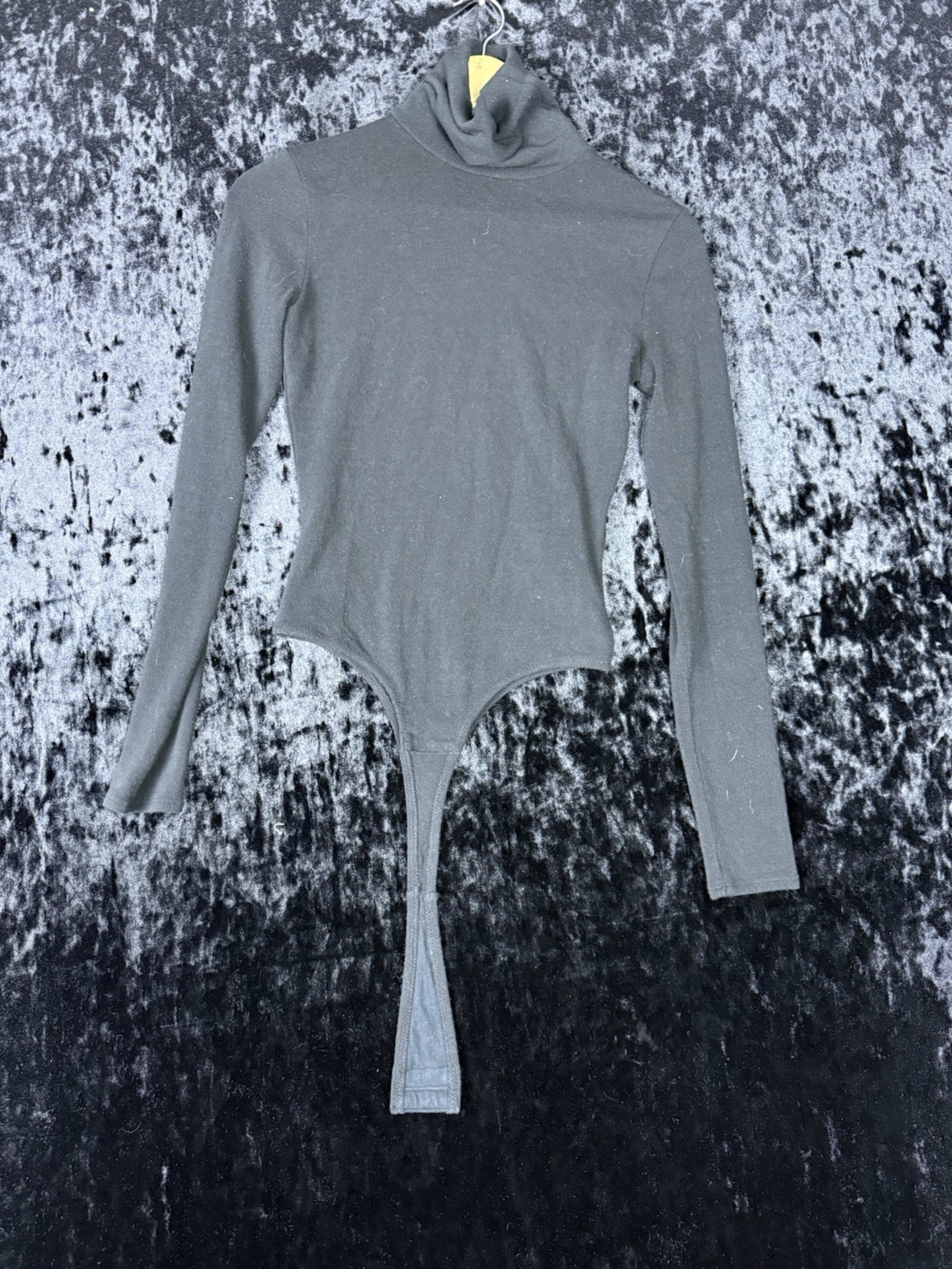 Madewell Full Coverage Long Sleeve Bodysuit Womens S Black Stretch