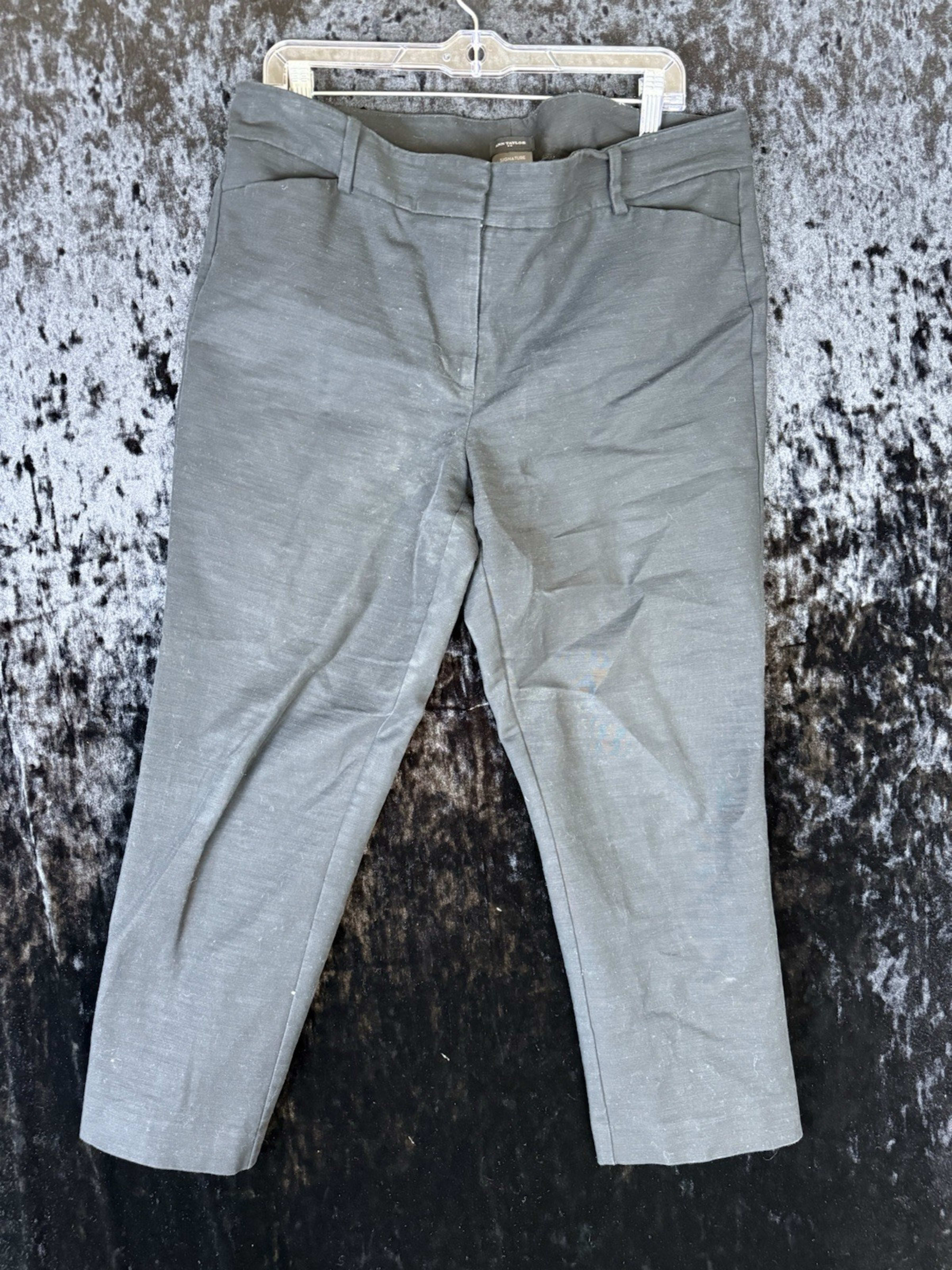 Ann Taylor Flat Front Pull On Trouser Pants Womens 14 Black Business Preppy