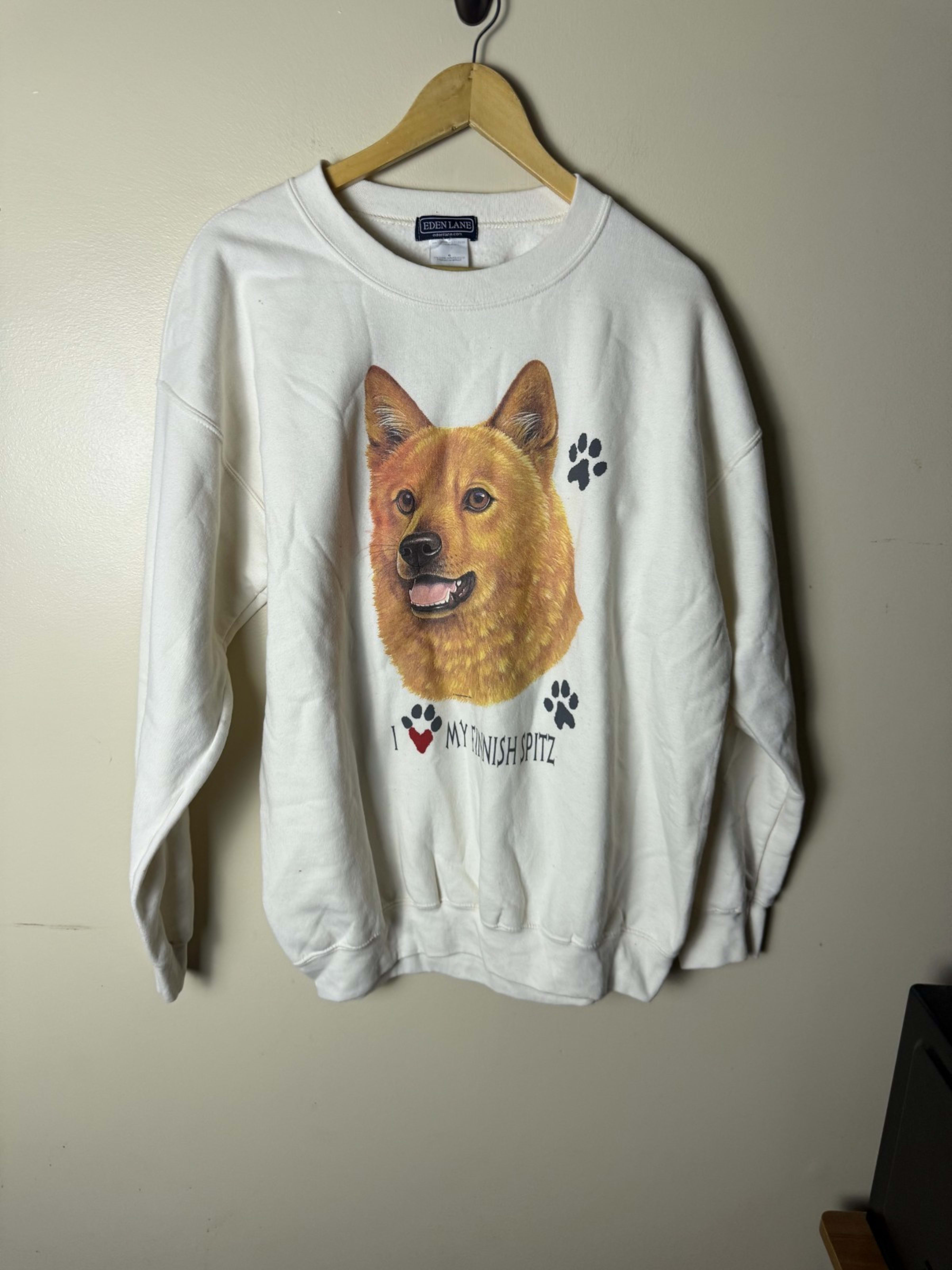 Vintage Eden Lane Doge Graphic 90s Crewneck Sweatshirt Adult L White