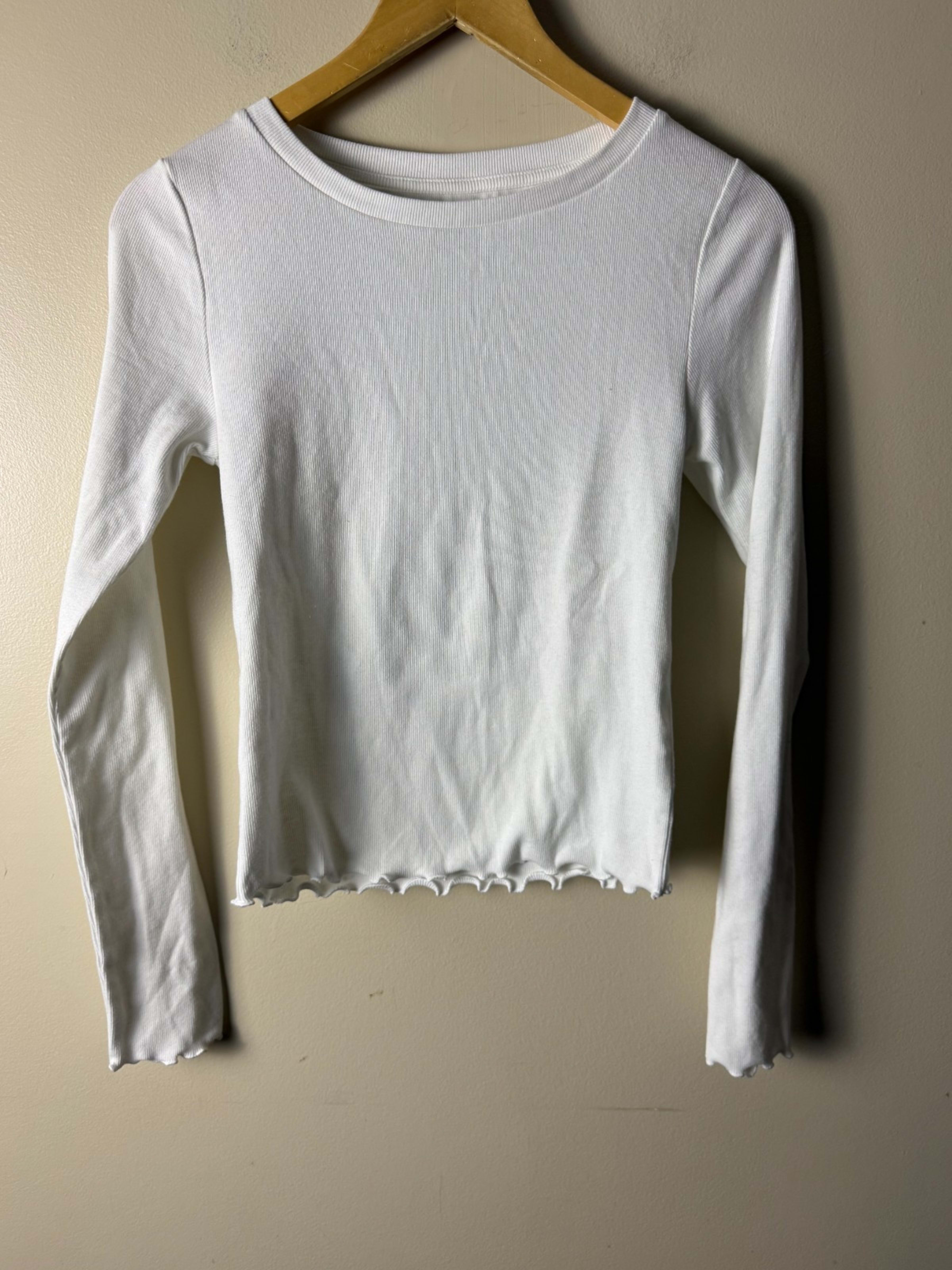 Lucky Brand Knit Top Womens M White Cropped Ribbed Casual Comfort