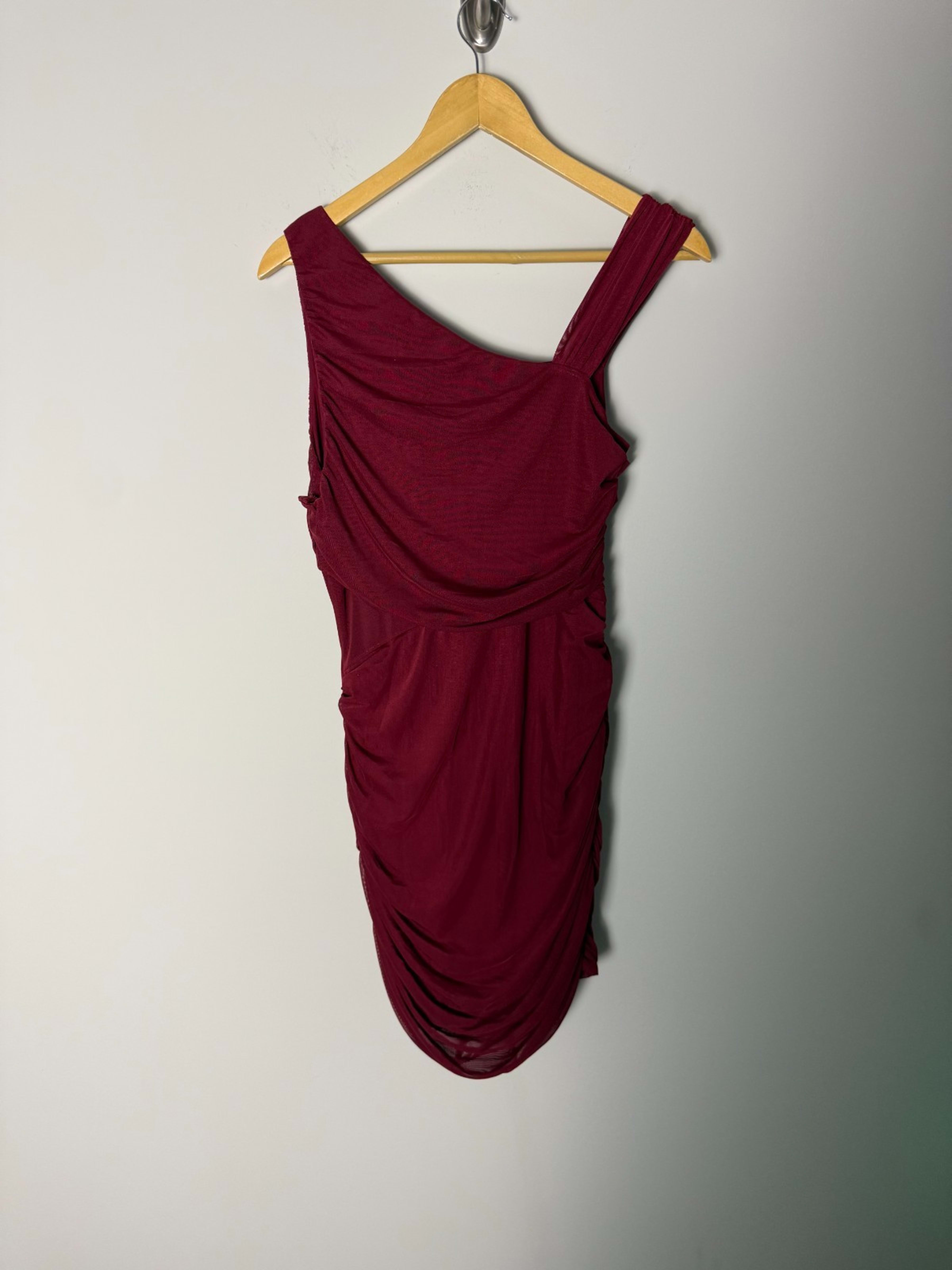 NWT CIDER  Burgundy One Shoulder Drop Maxi Dress Womens XL. Side Zip
