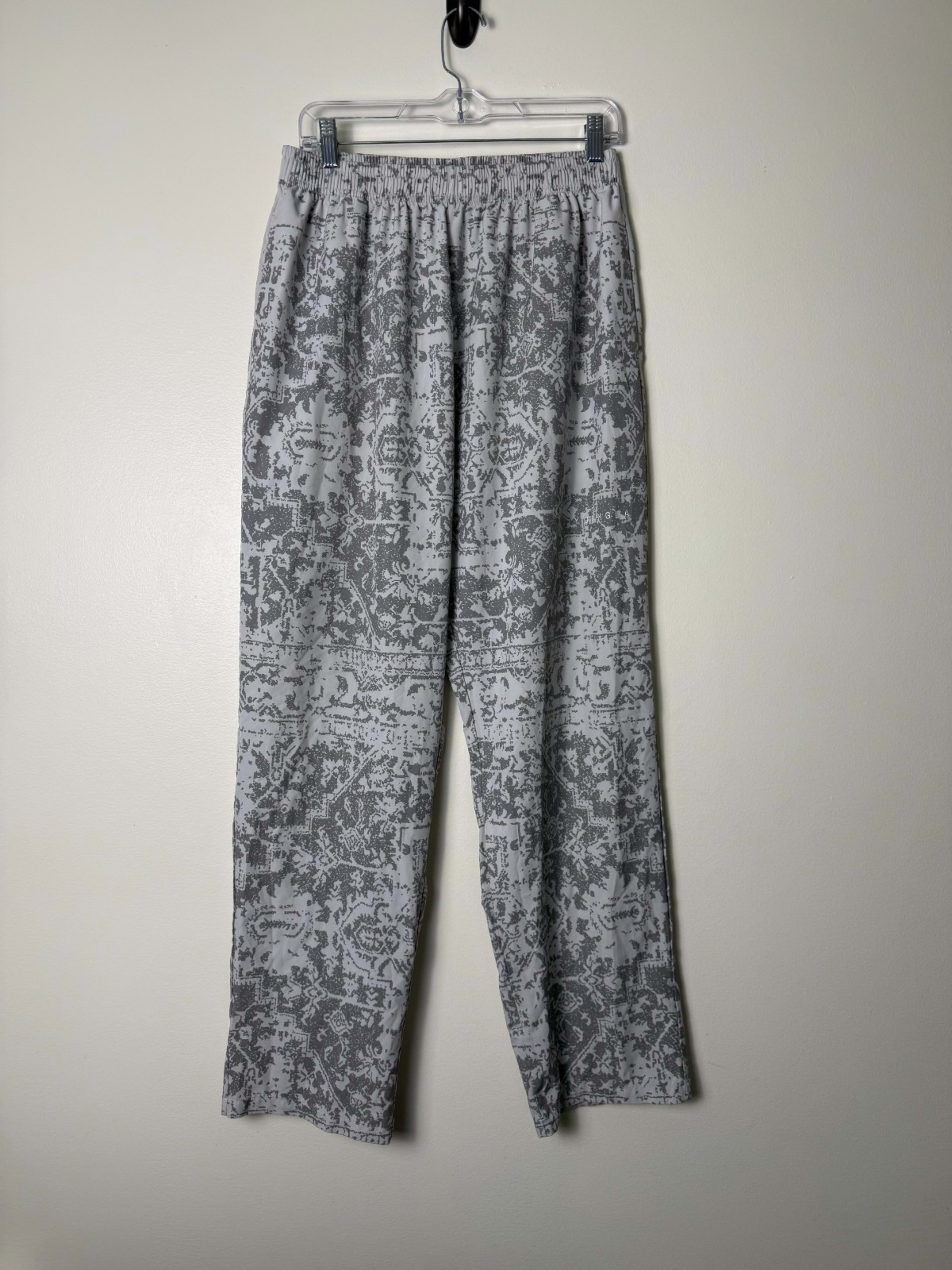 YoungLA Pants Mens L Gray White Abstract Digital Print Gym Pants Activewear