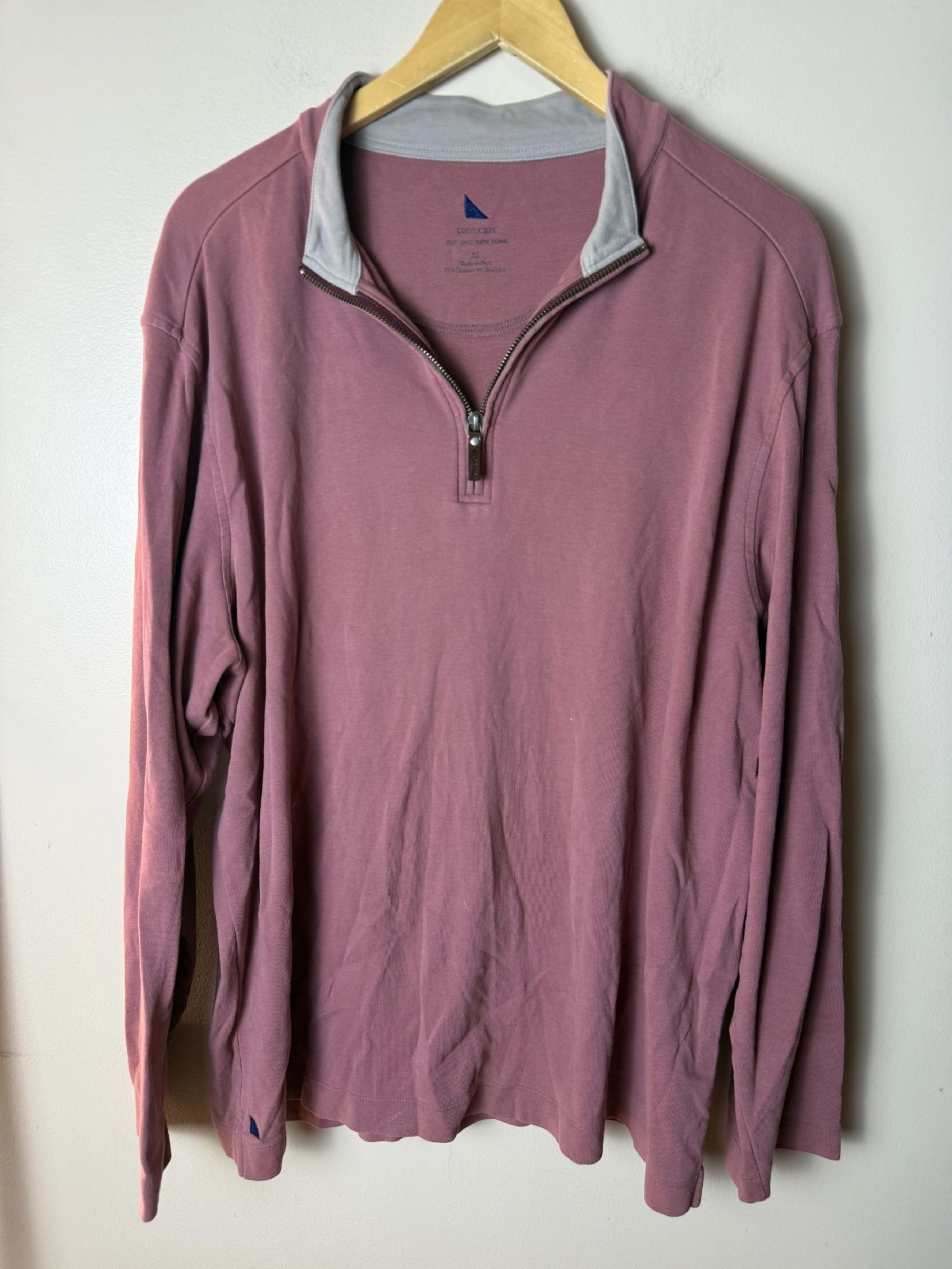 Untuckit Pullover Long Sleeve 1/4 Zip Mens XL Pink Casual Lightweight Casual