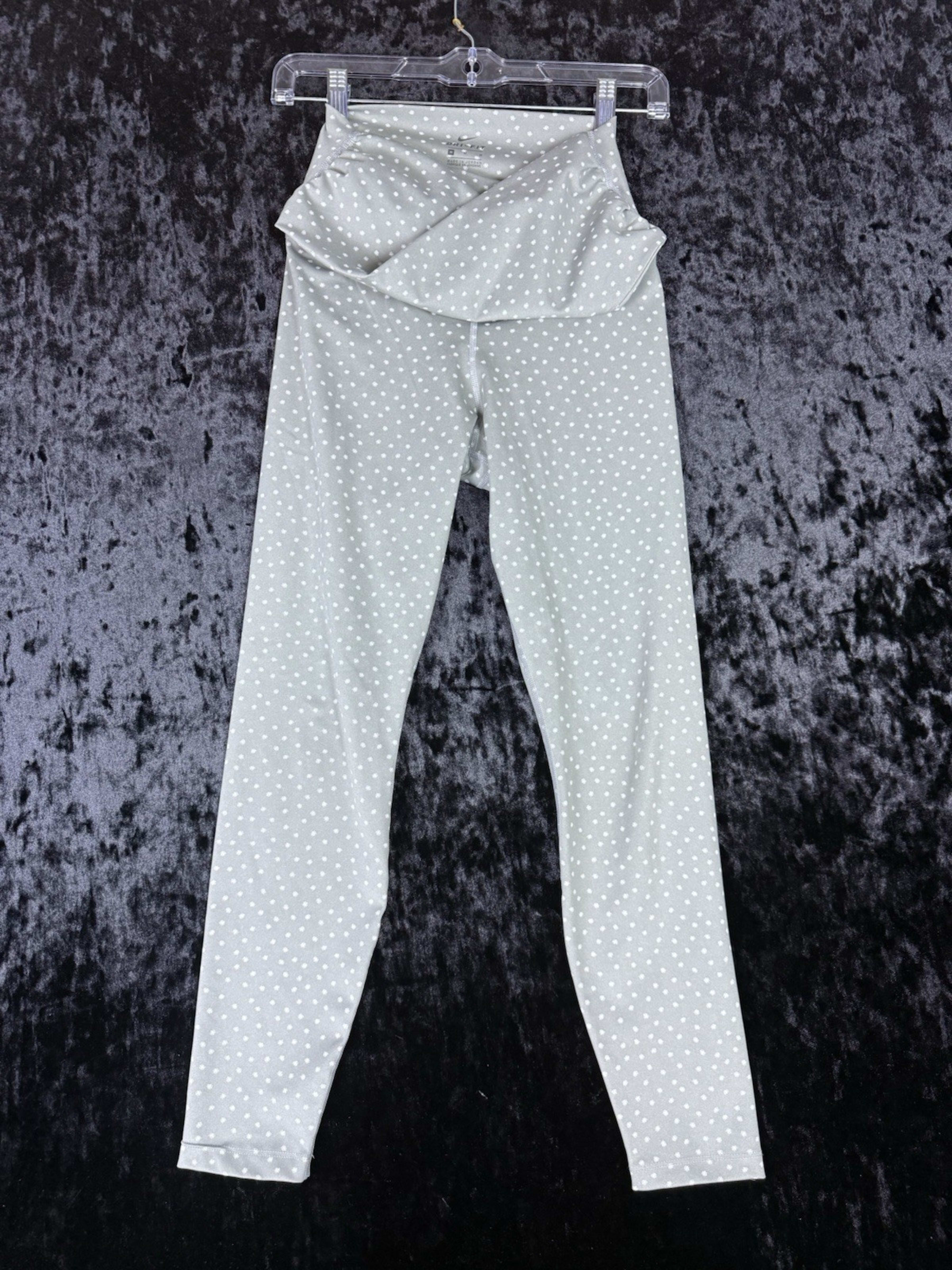 Nike Yoga Polka Dot High Rise Pink Dri-Fit Leggings Womens M Wrap Front Workout