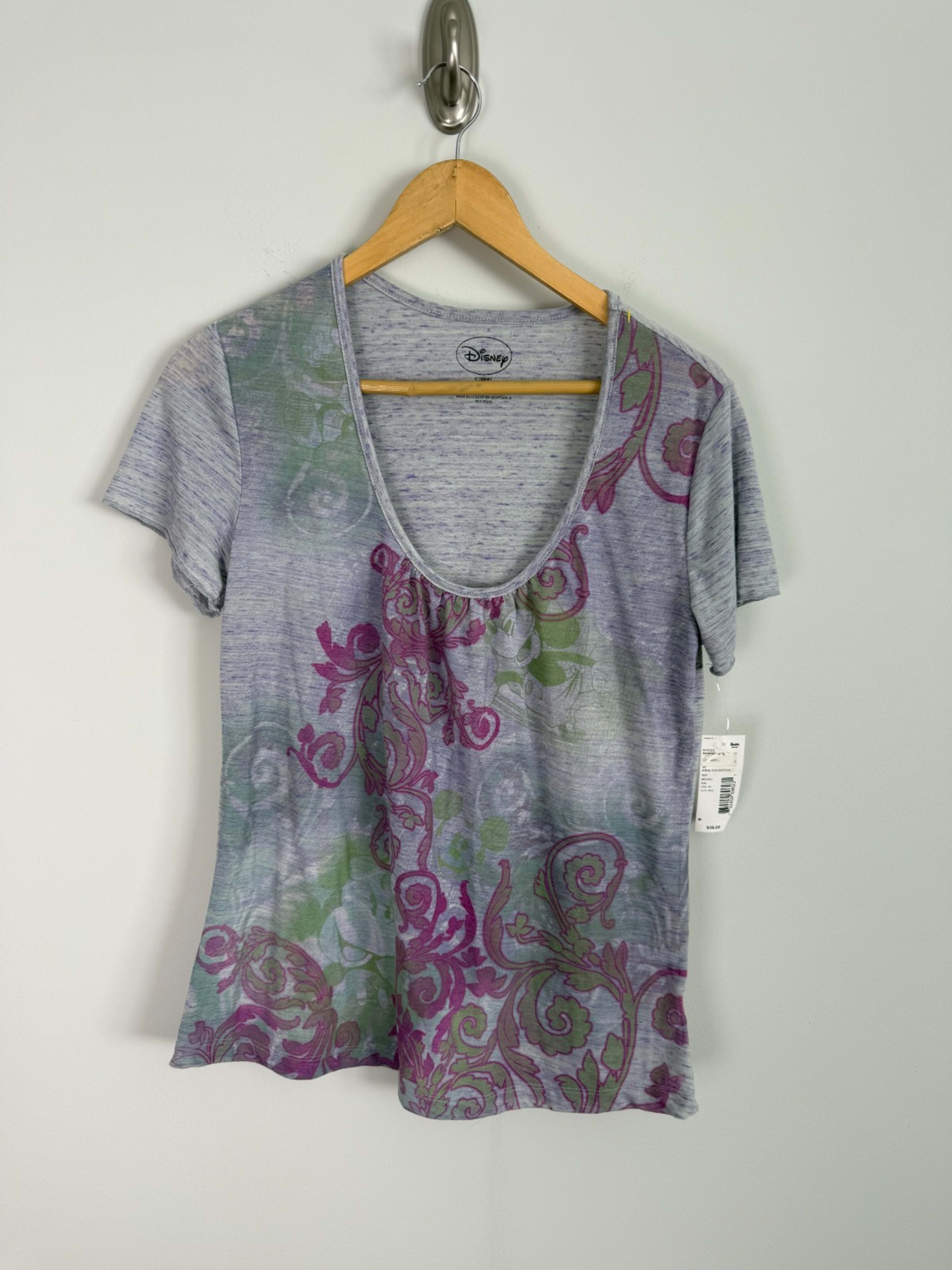 Disney Short Sleeve T-Shirt Women's M Grey Y2K Graphic Print NWT