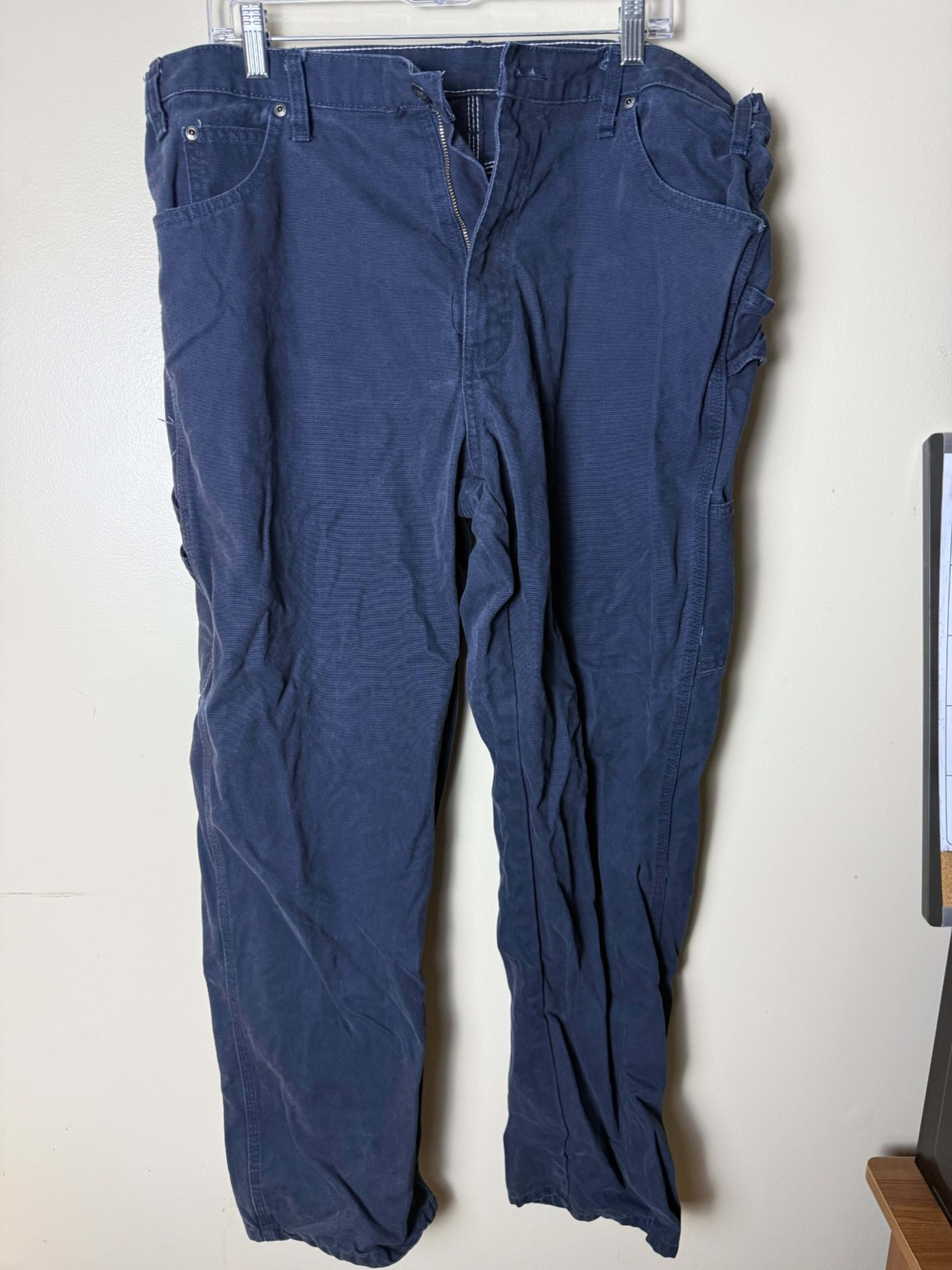 Dickies Cargo Straight Leg Jeans Mens 38x32 Navy Blue Workwear Casual