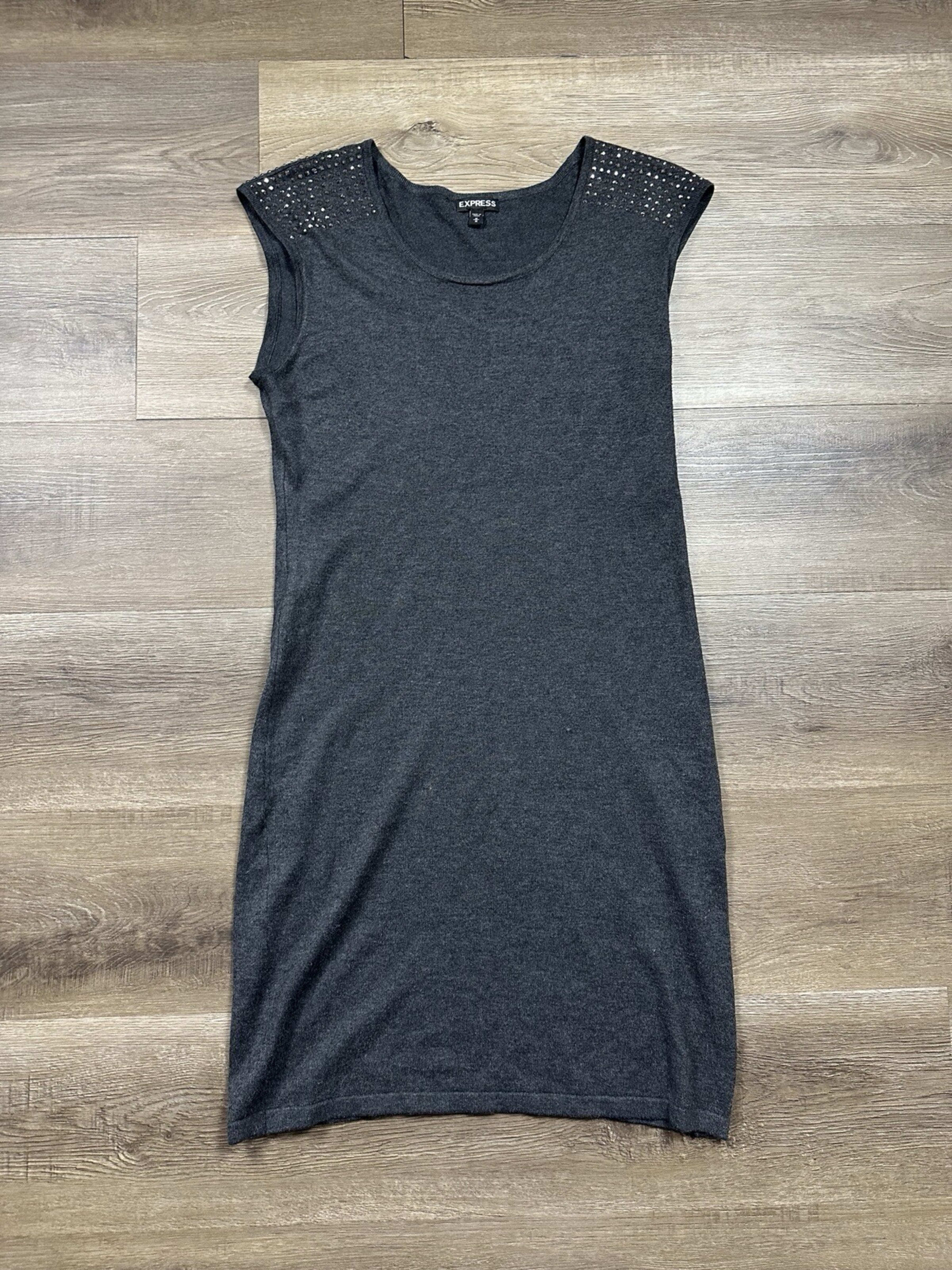 Express Longline Maxi Top Womens M Gray Embellished Sleeveless Tank Modal