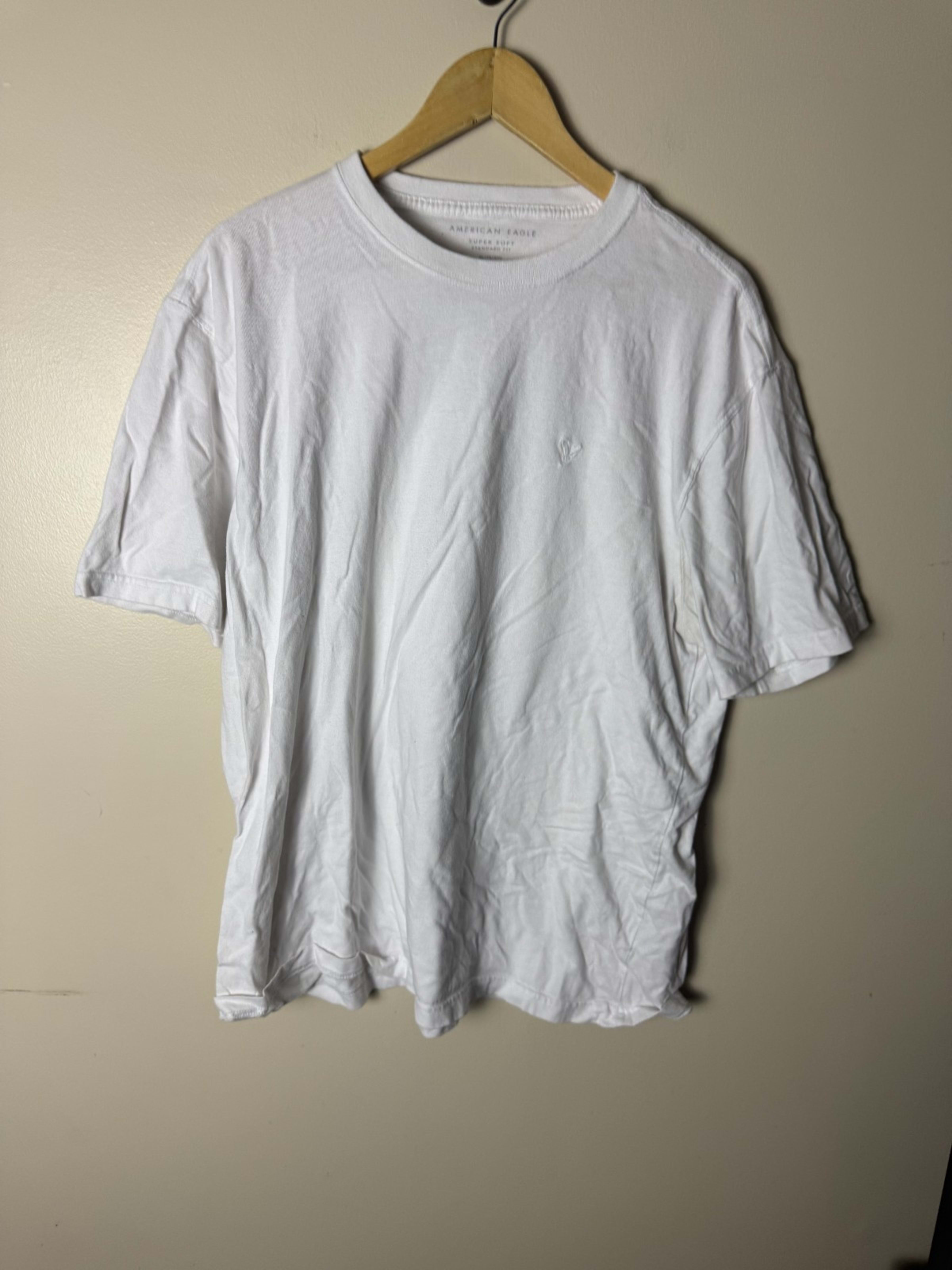 American Eagle T Shirt Mens XL White Solid Super Soft 100% Cotton