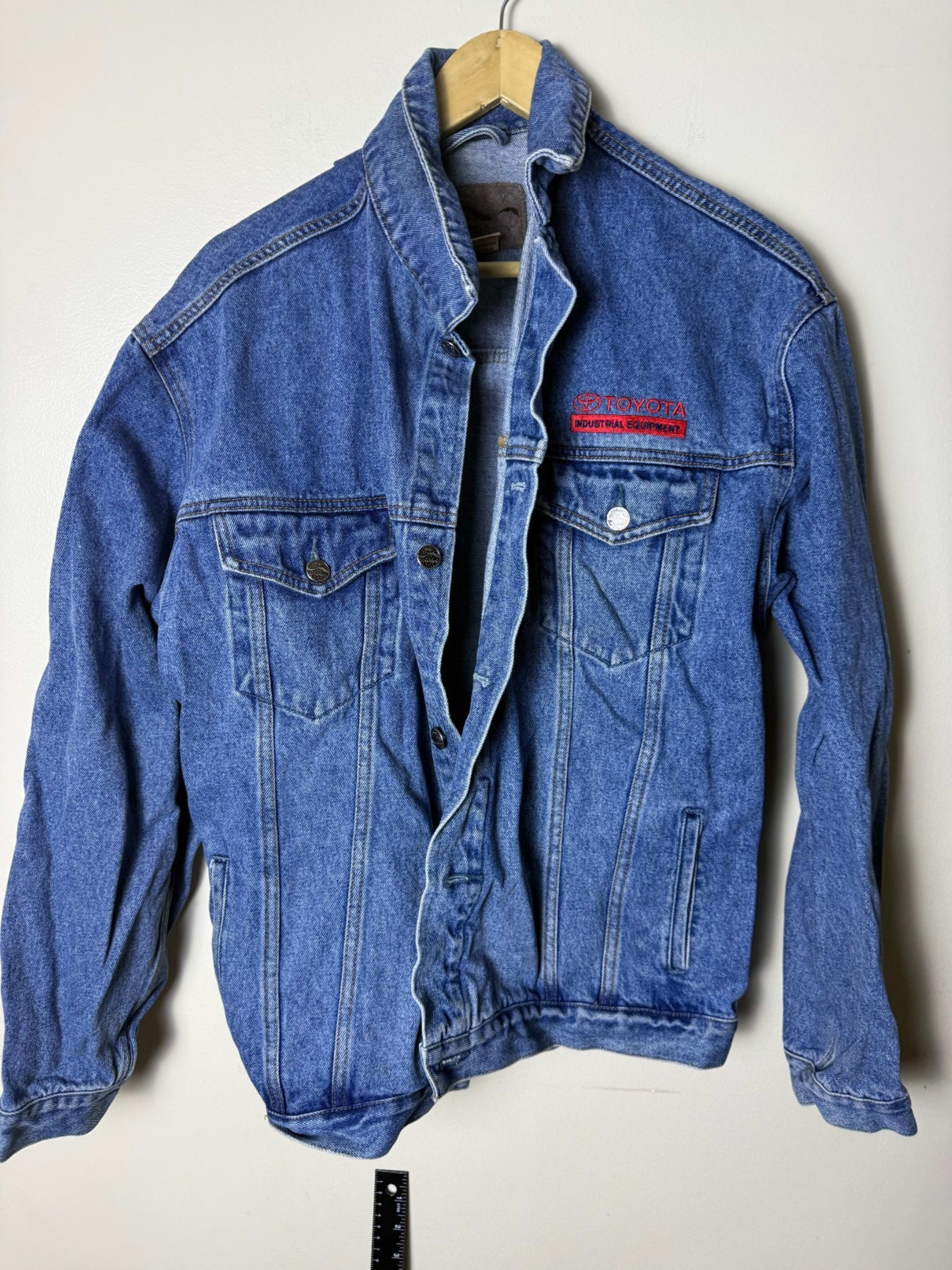 Vintage Trucker Denim Jacket Mens L Blue Embroidered Workwear Toyota