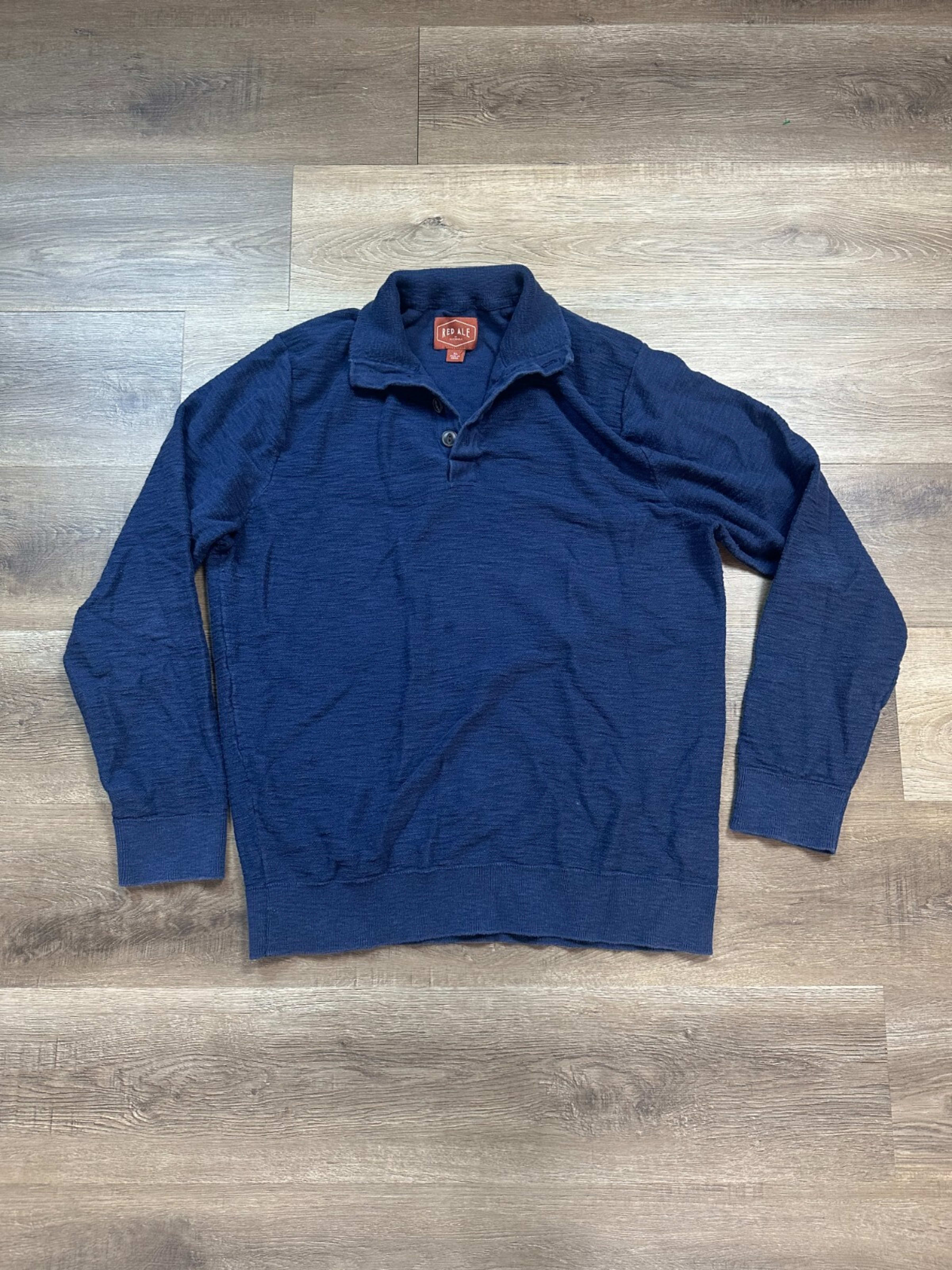 Red Ale Long Sleeve Fleece Quarter-Button Men's XL Blue Casual