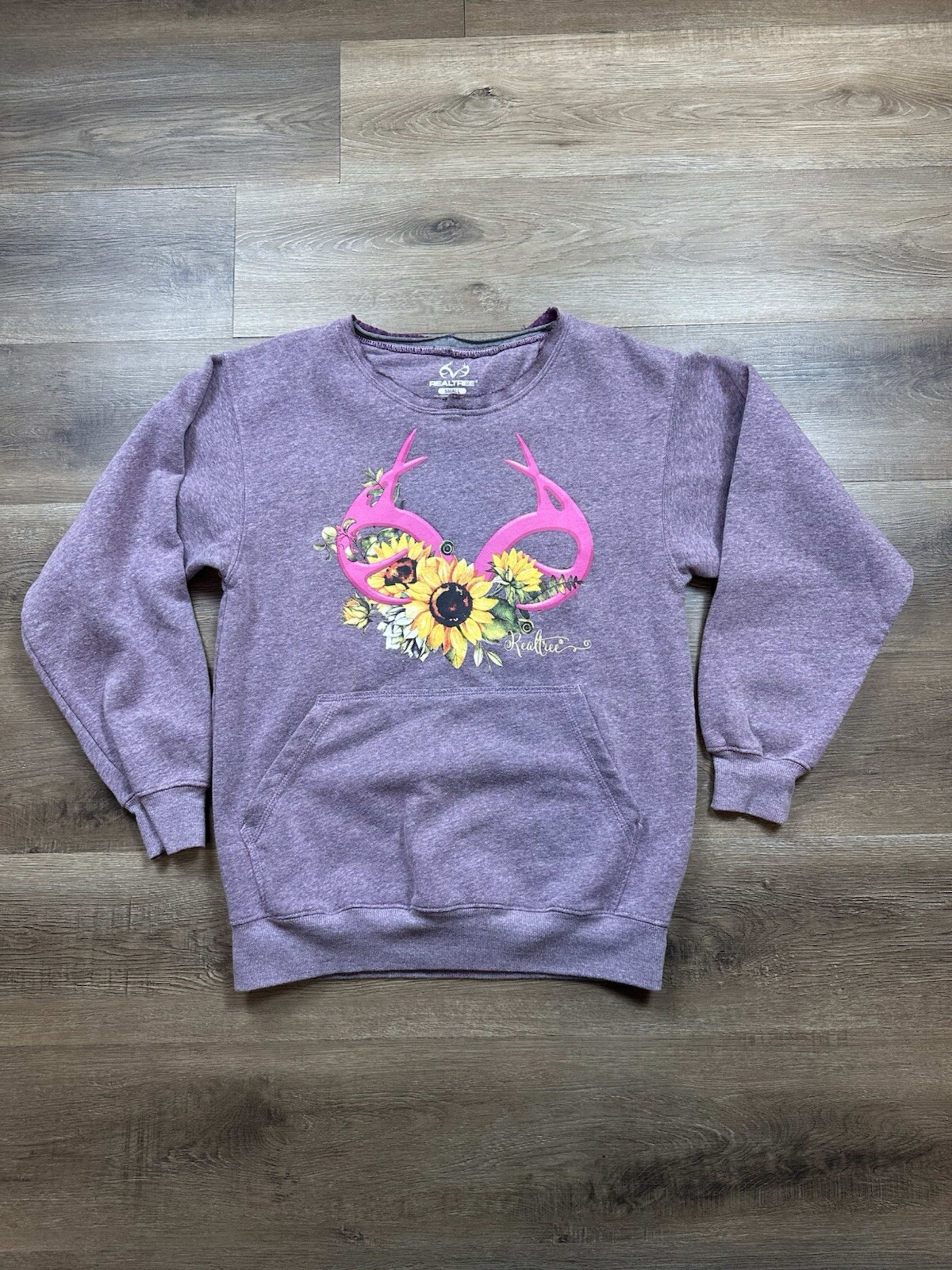 Realtree Sweater Womens S Purple Pullover Sweatshirt Outdoors Graphic Casual