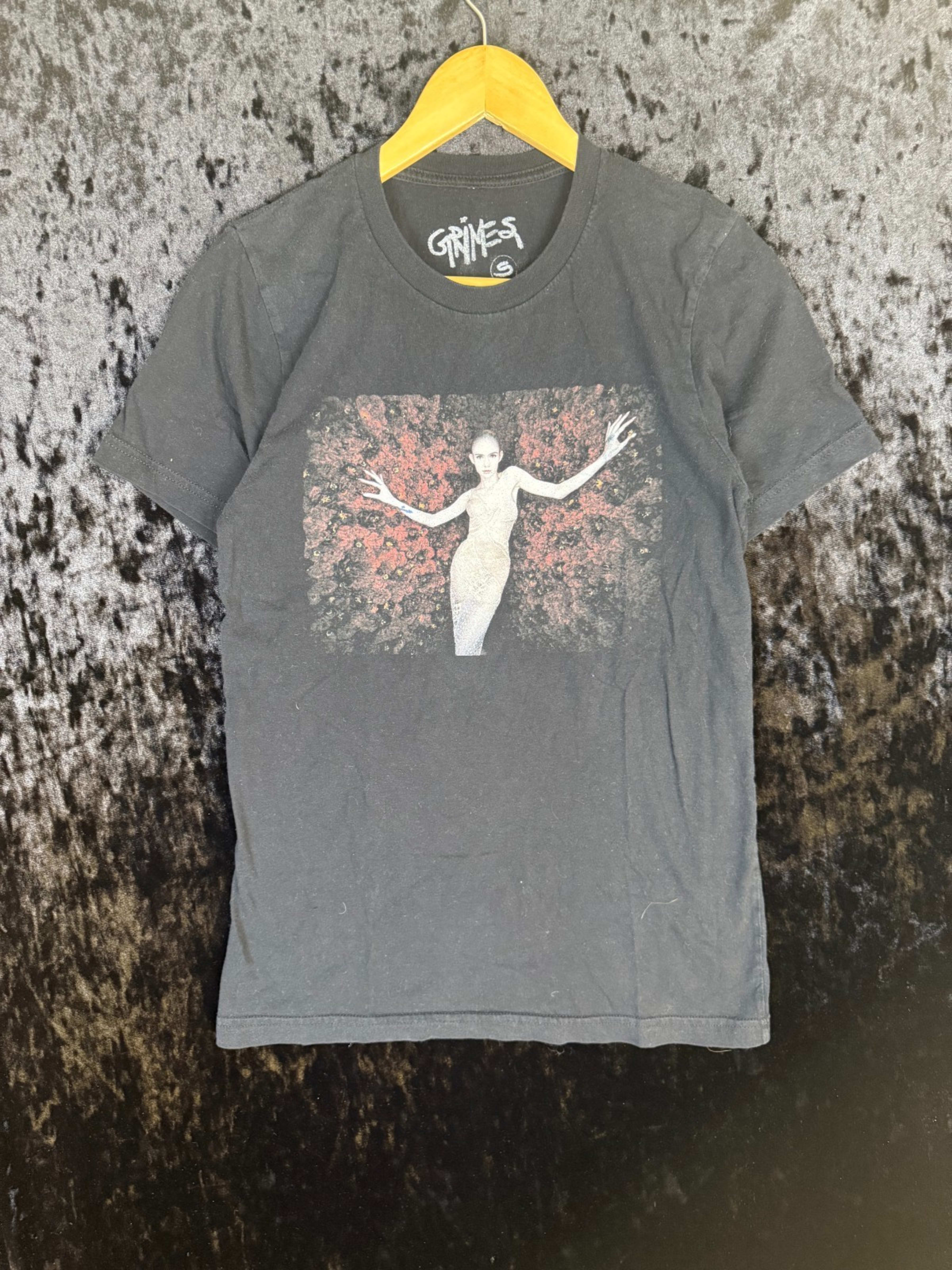 Grimes Temporal Displacement Tour T-Shirt Mens S Black Graphic Print Double Side