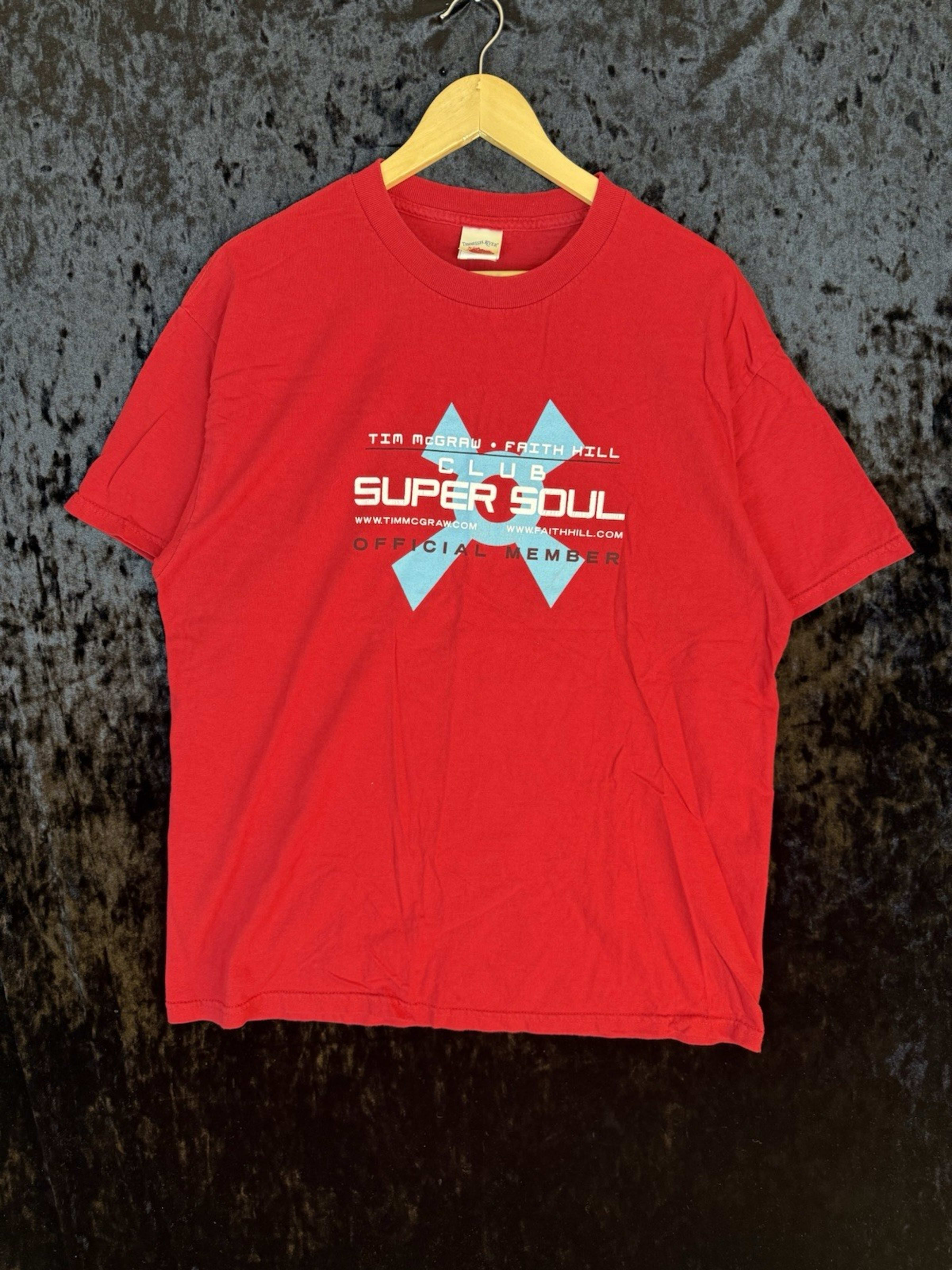 Vintage Tim McGraw Faith Hill Club Super Soul T Shirt Mens L Red Short Sleeve