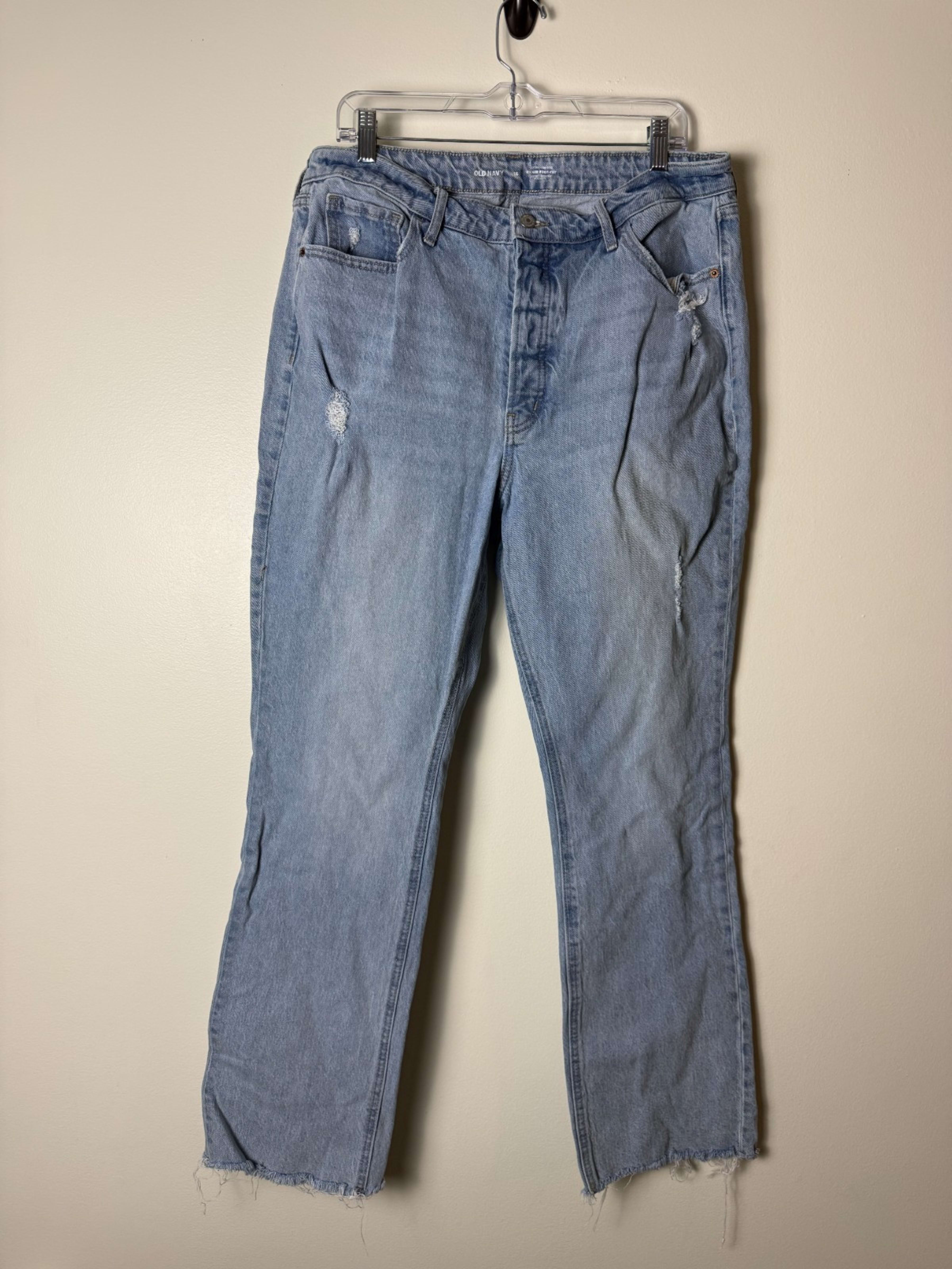 Old Navy Light Wash High Rise Distressed Straight Womens 16 Casual Denim Pants