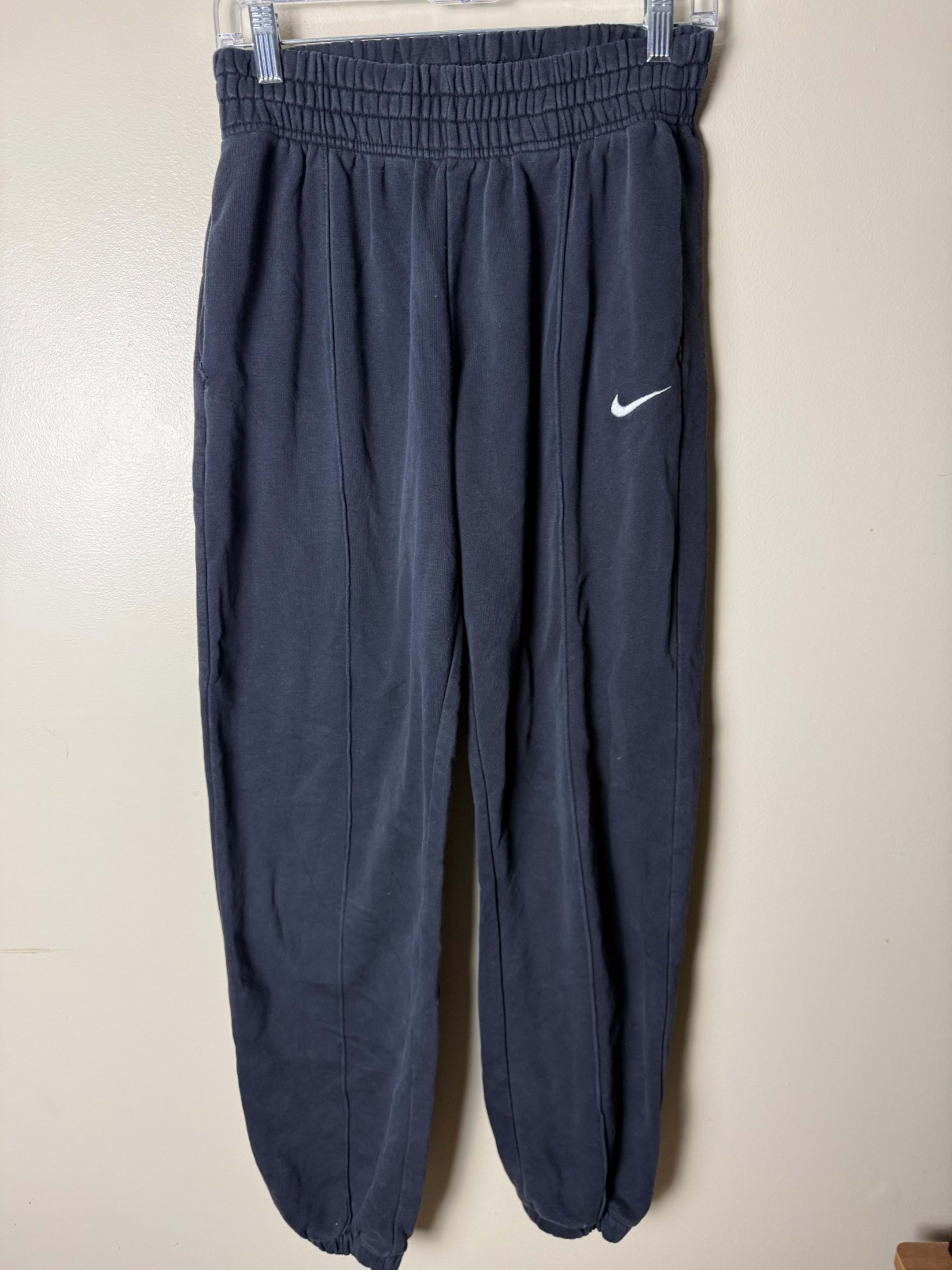 Nike Fleece Cotton Blend Jogger Pants Drawstring Youth M Black Heavyweight
