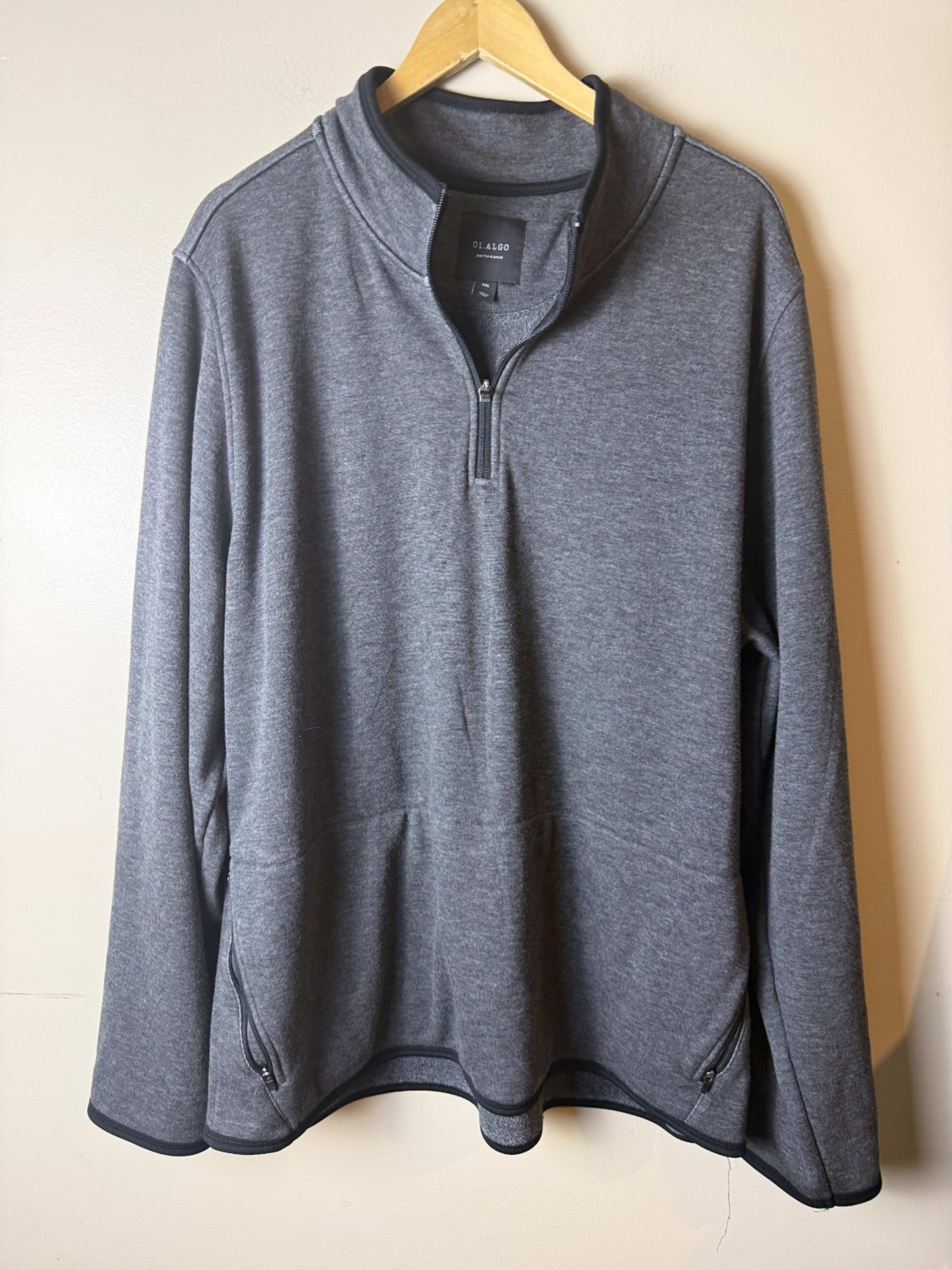 01 Algo Performance Sweater Mens 2XL Gray 1/4 Zip Pullover Casual