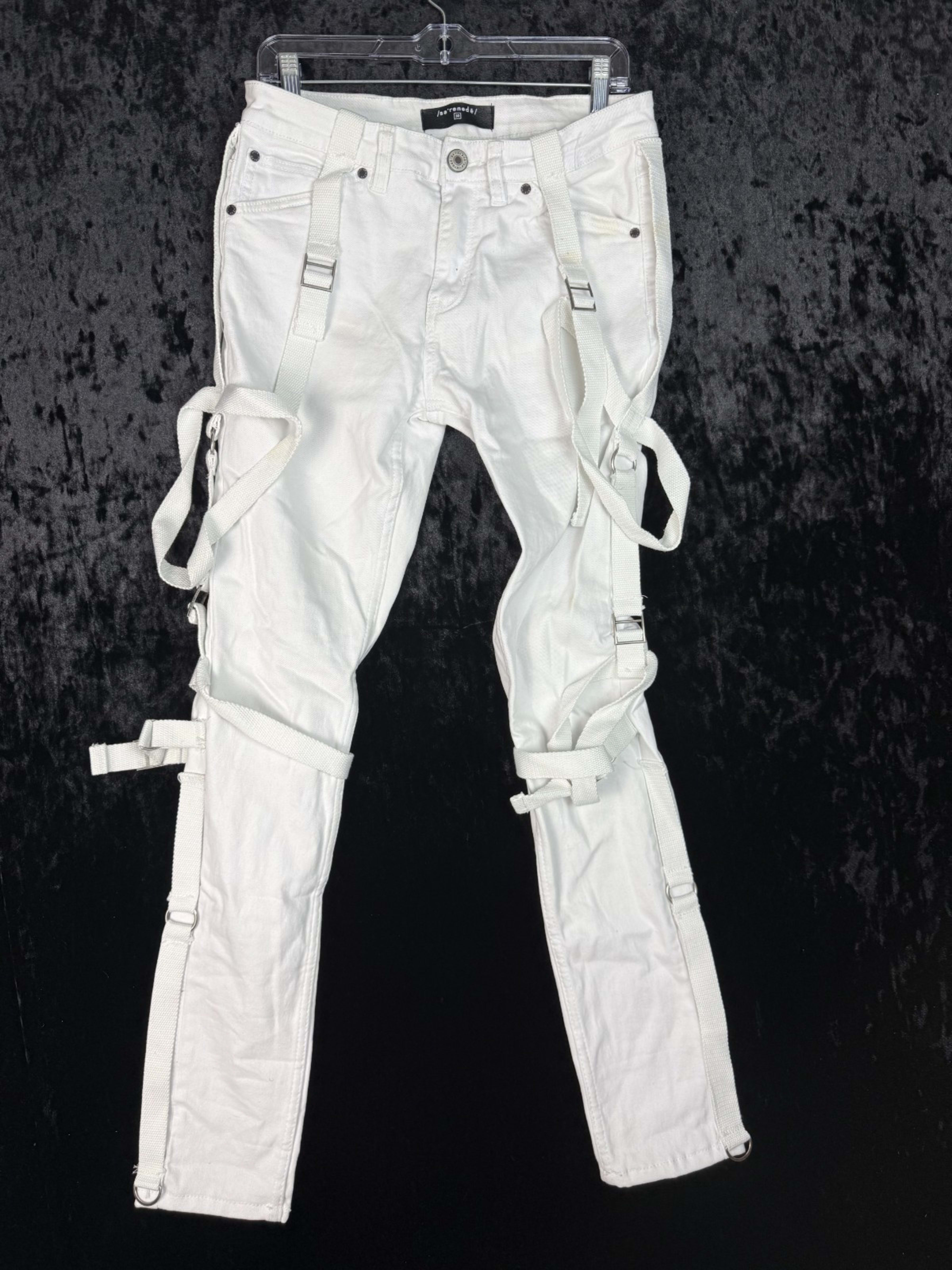 Serenede Skinny Fit Jeans Men's 31 White Bondage Straps Cotton Stretch