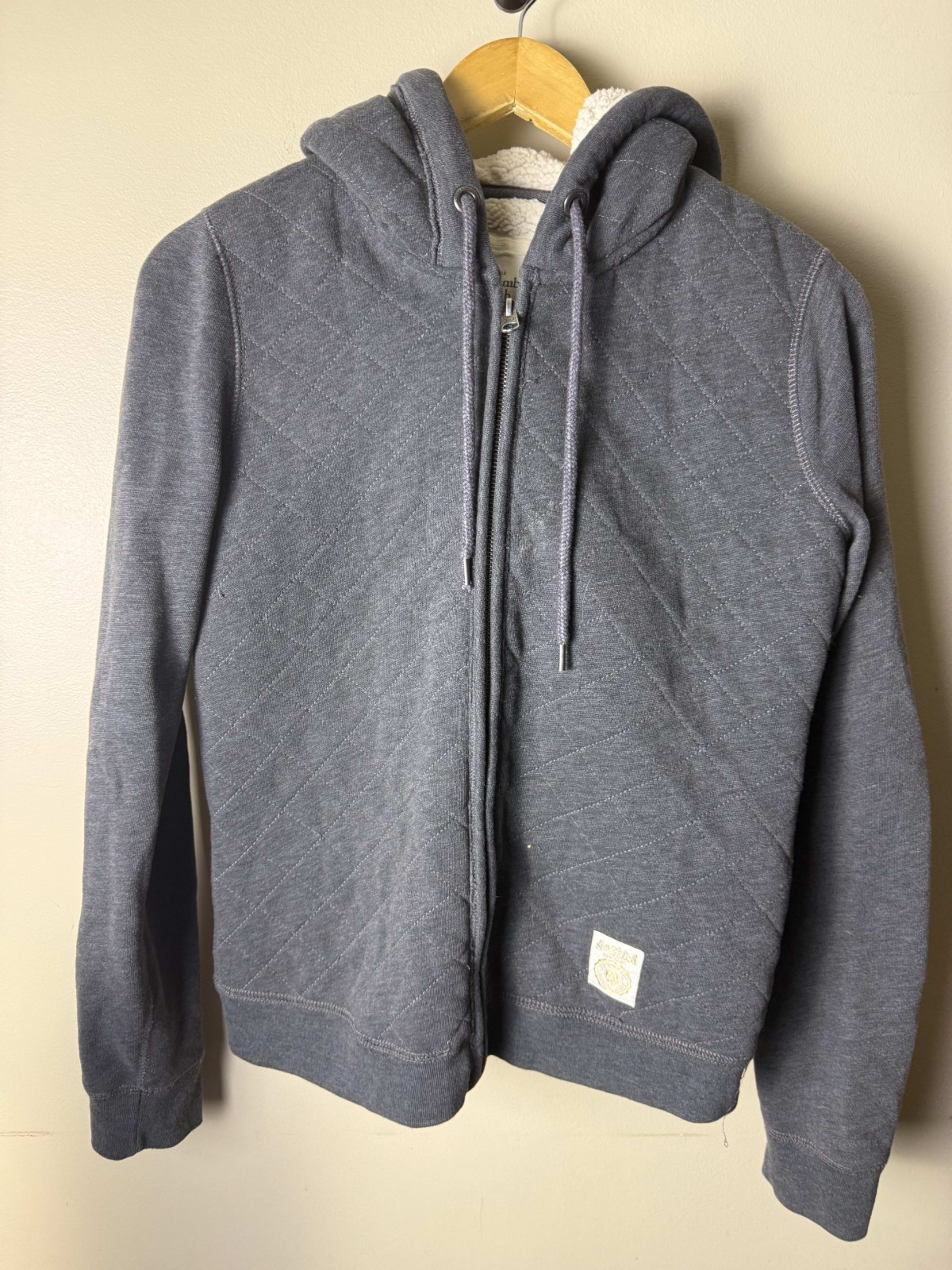 Y2K Abercrombie & Fitch Sherpa-Lined Full Zip Hoodie Womens M Gray Drawstring